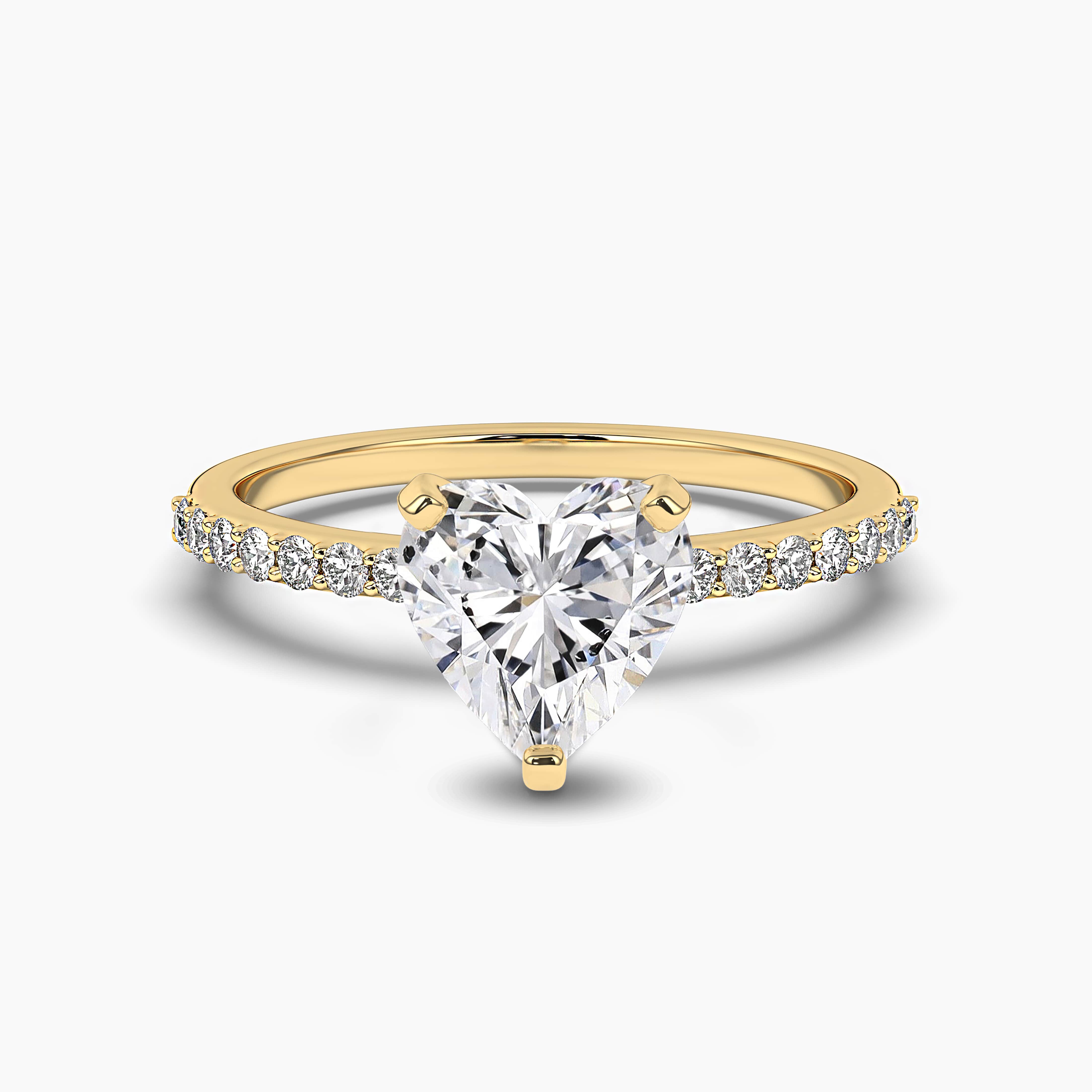 YELLOW GOLD HEART SHAPE DIAMOND ENGAGEMENT RING WITH SIDE STONES