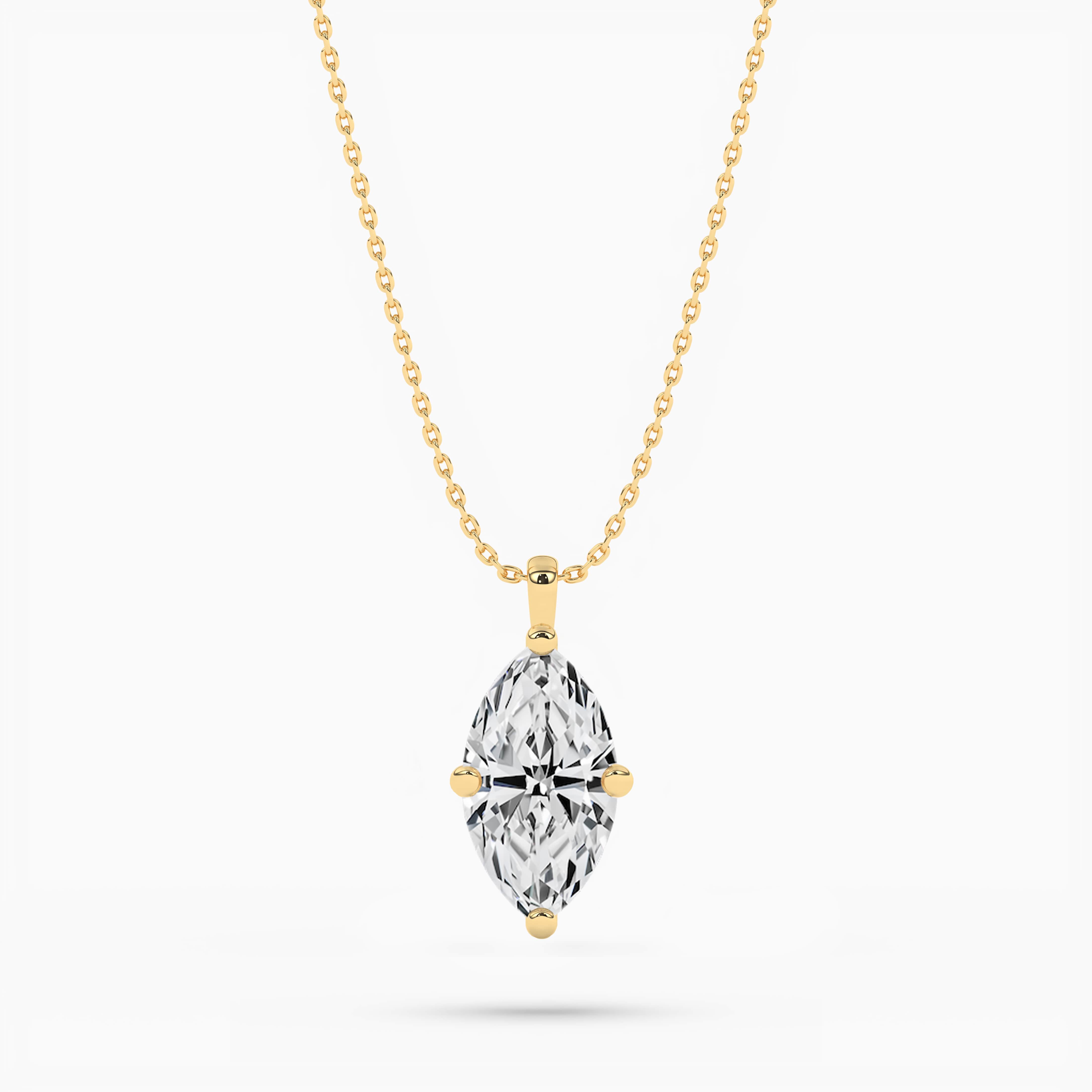 Yellow Gold Marquise Cut Diamond Solitaire Pendant