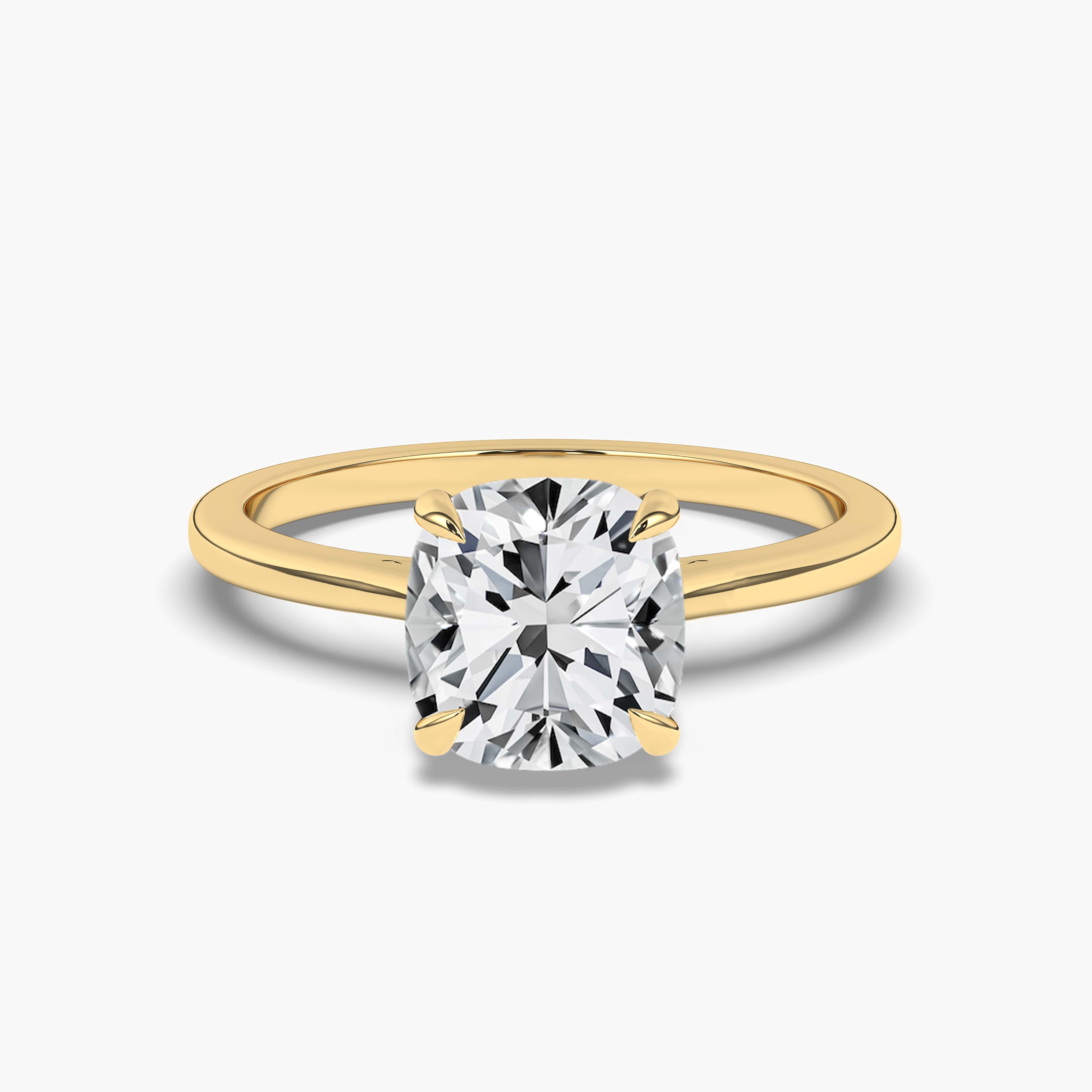 Cushion Cut Solitaire Diamond Engagement Ring Yellow Gold