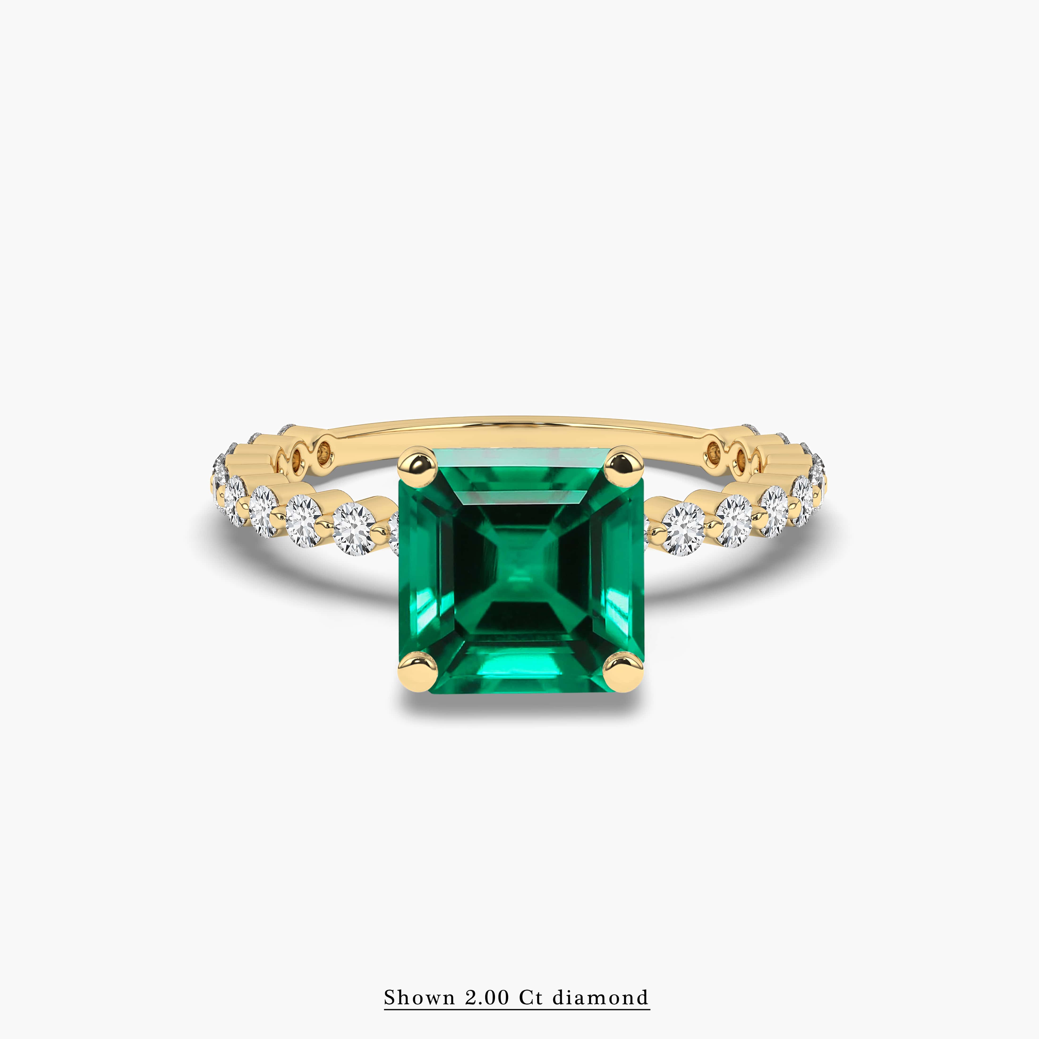 Asscher Cut Emerald Ring In Yellow Gold