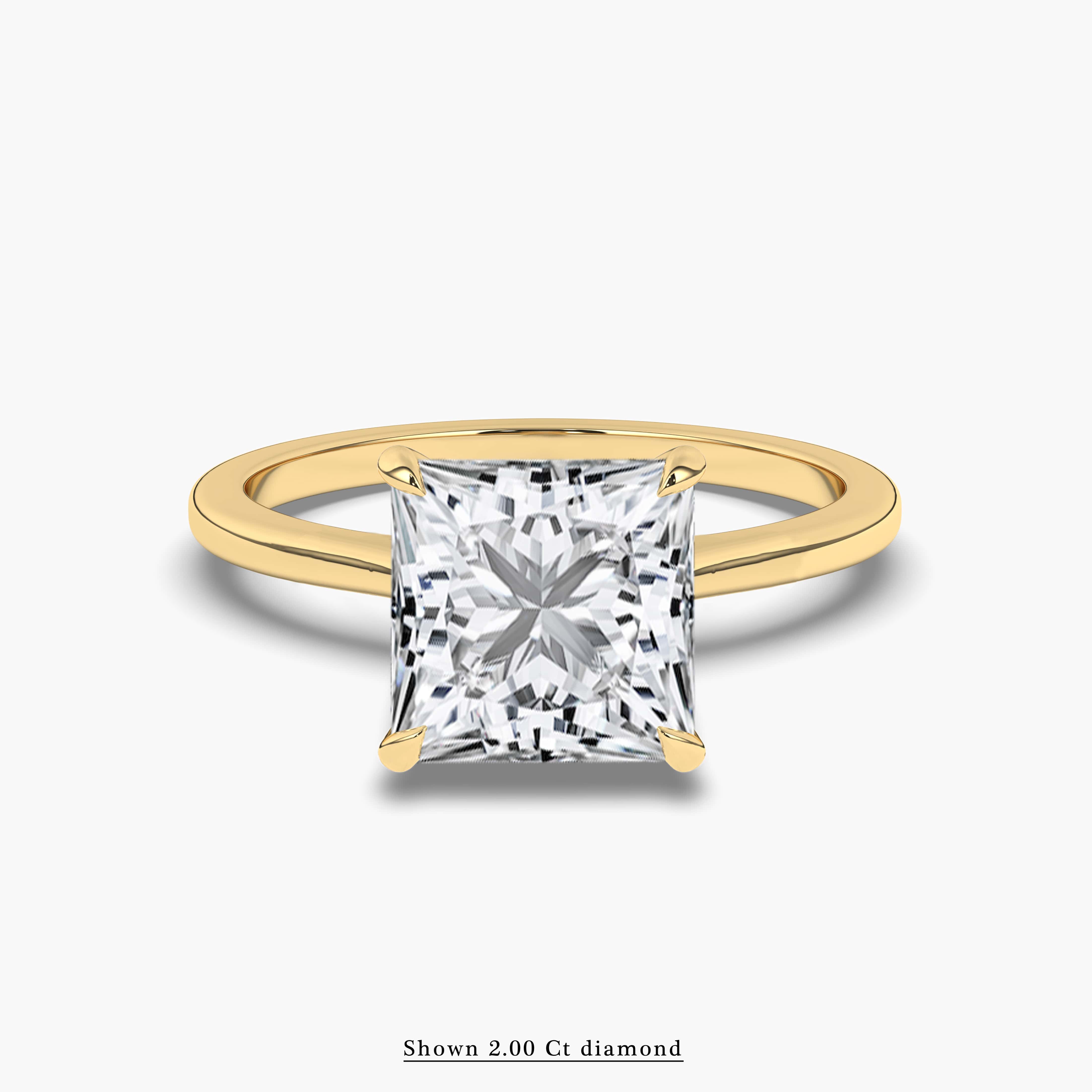 Yellow gold Princess Cut Cathedral Engagement Ring