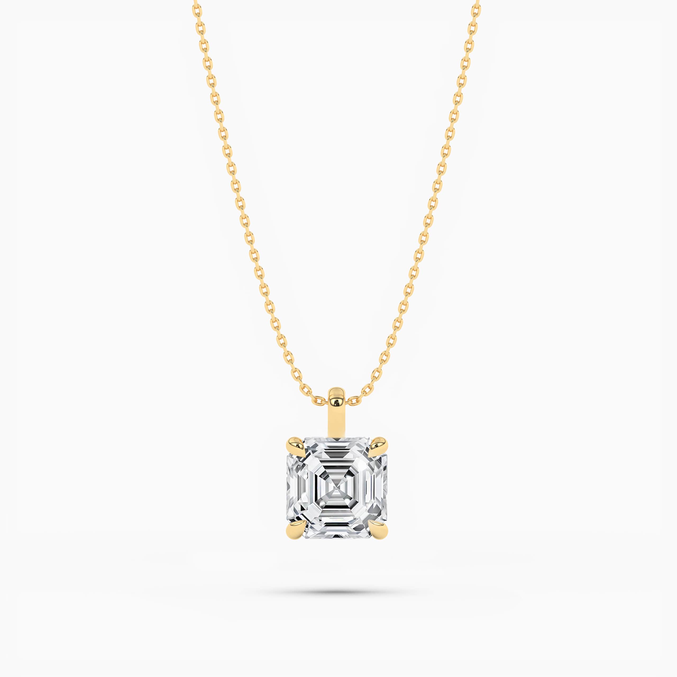 Asscher Cut Diamond Necklace In Yellow Gold