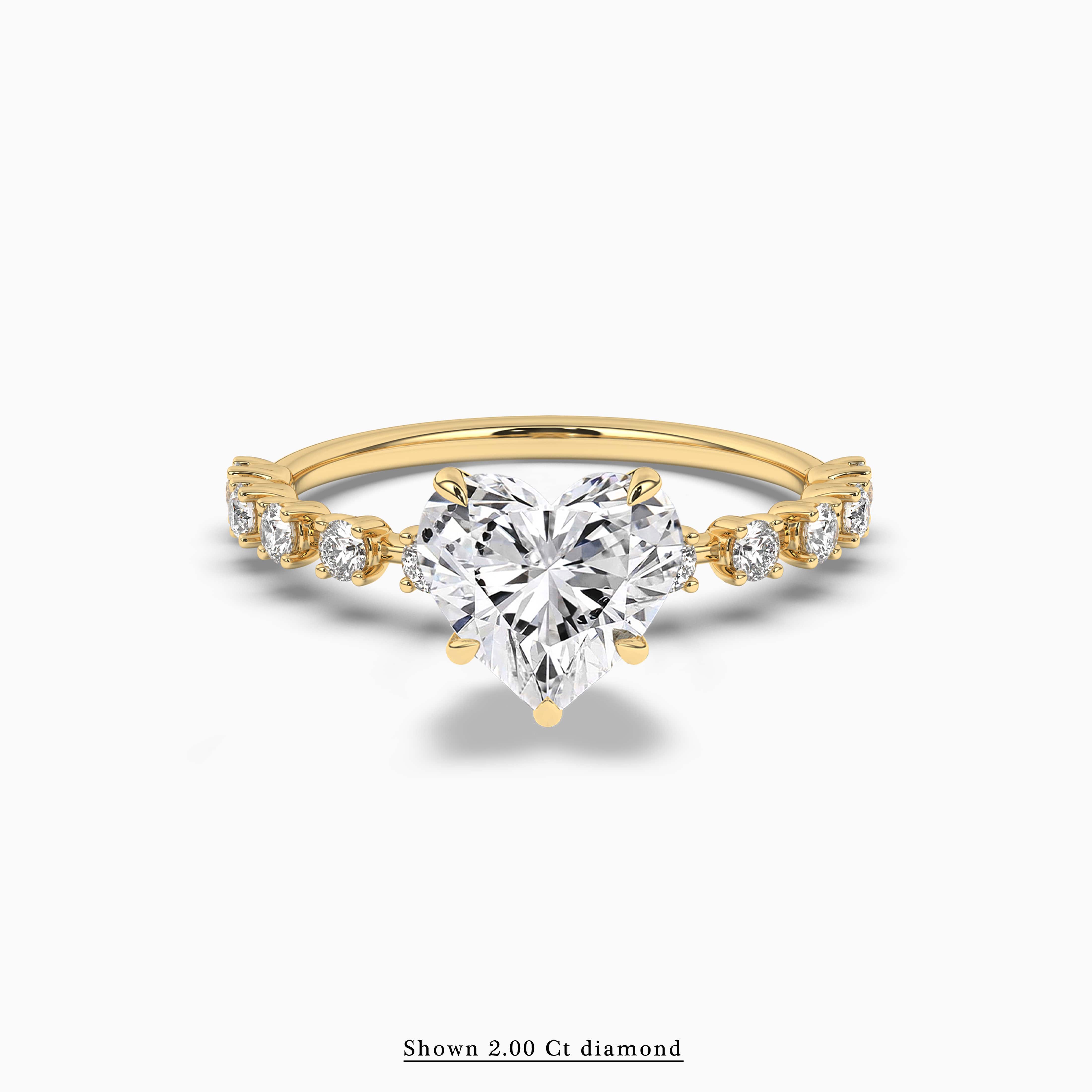 Heart Shaped Engagement Ring with Pave Diamonds