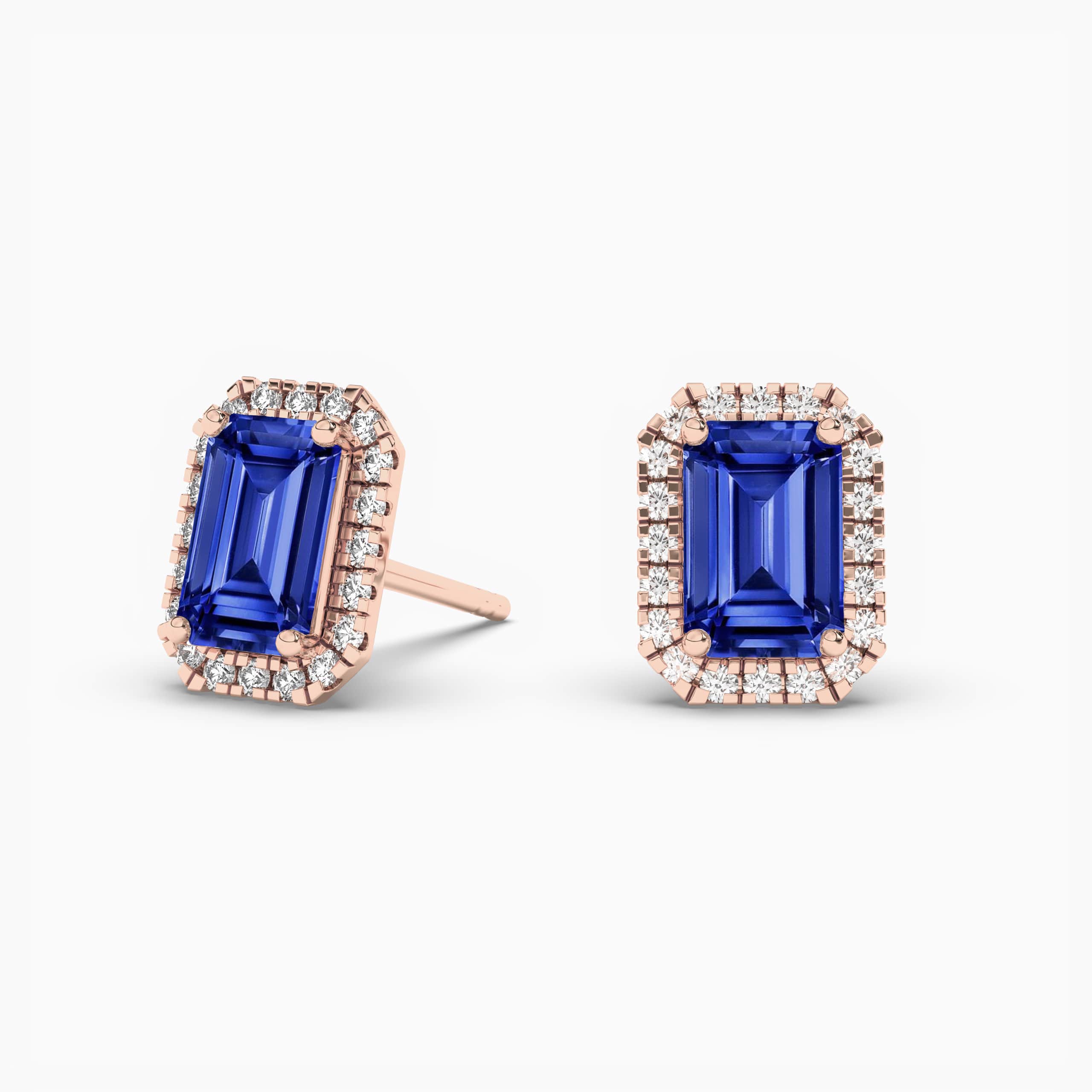 BLUE SAPPHIRE EMERALD CUT WEDDING RING SET