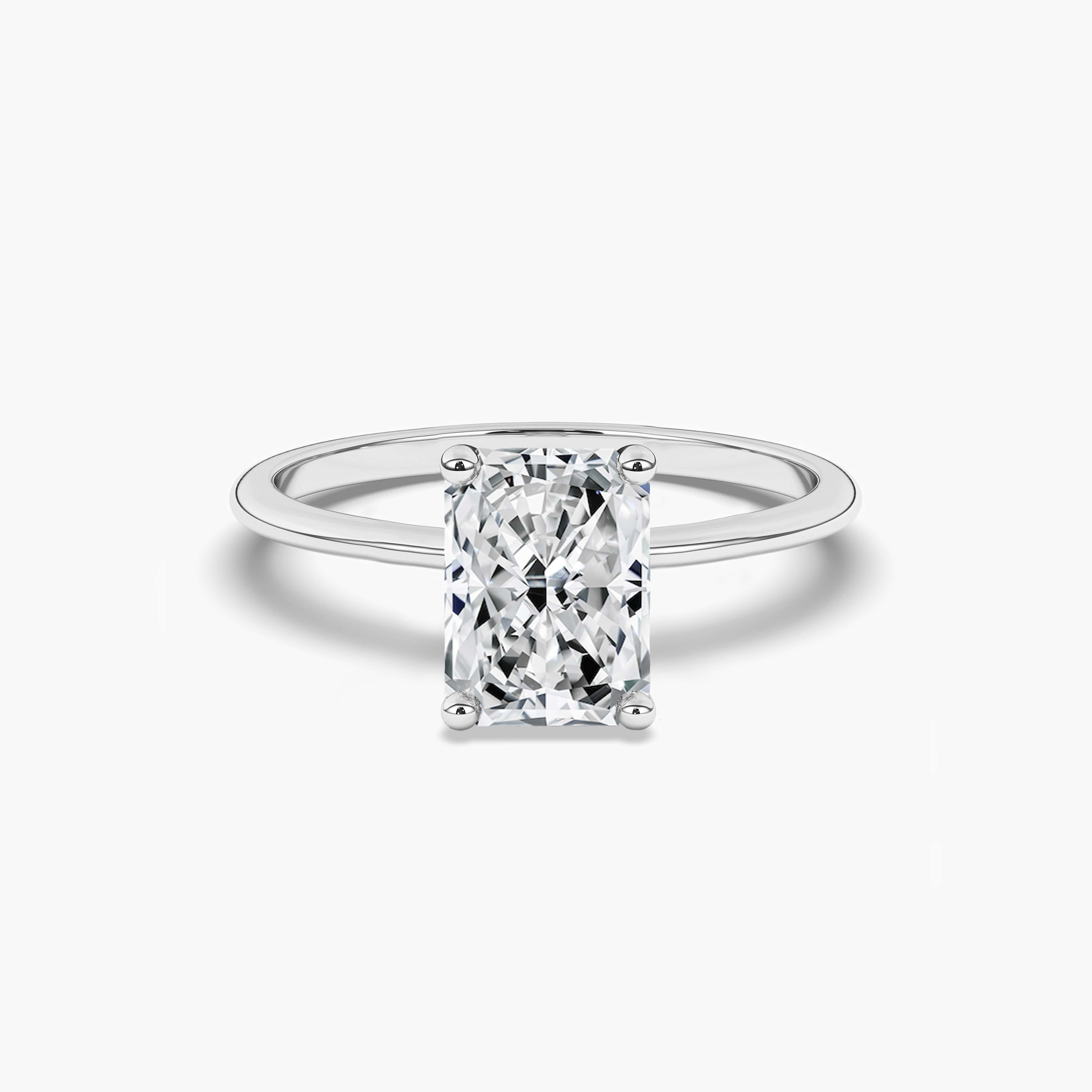 Radiant cut diamond solitaire rings for women