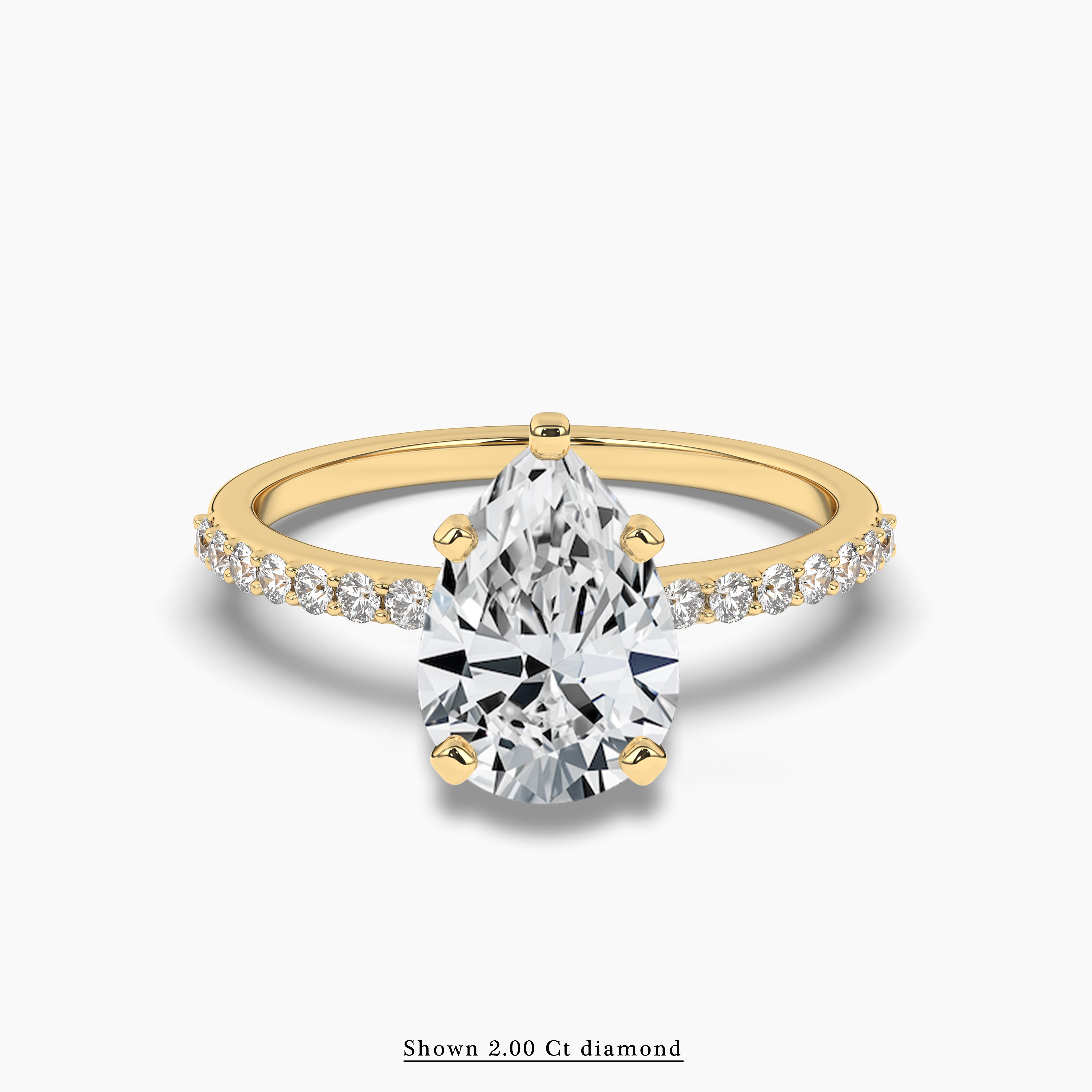 Pear Cut Pave Engagement Ring in Yellow Gold