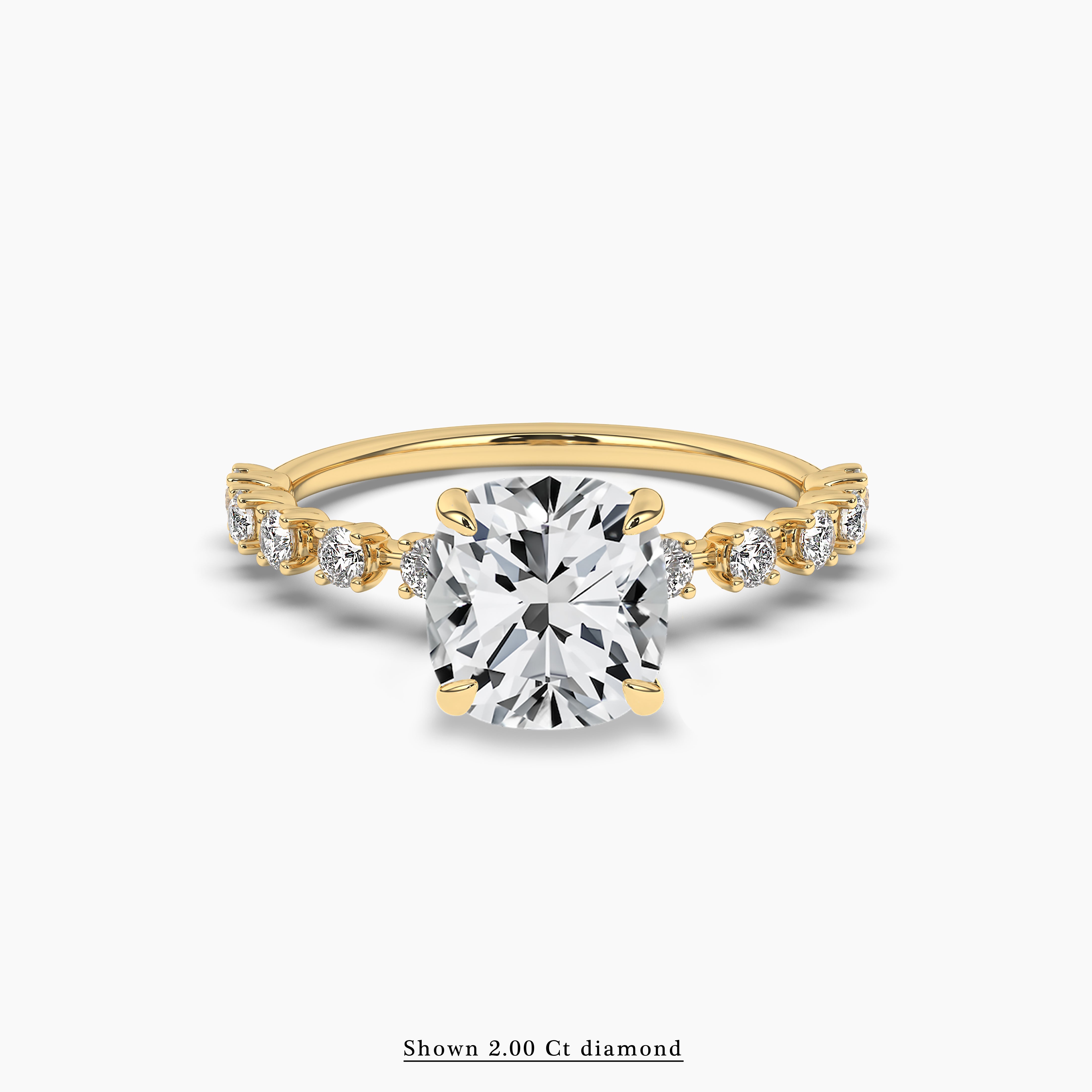 Cushion Cut Solitaire with Side Accents Engagement Ring