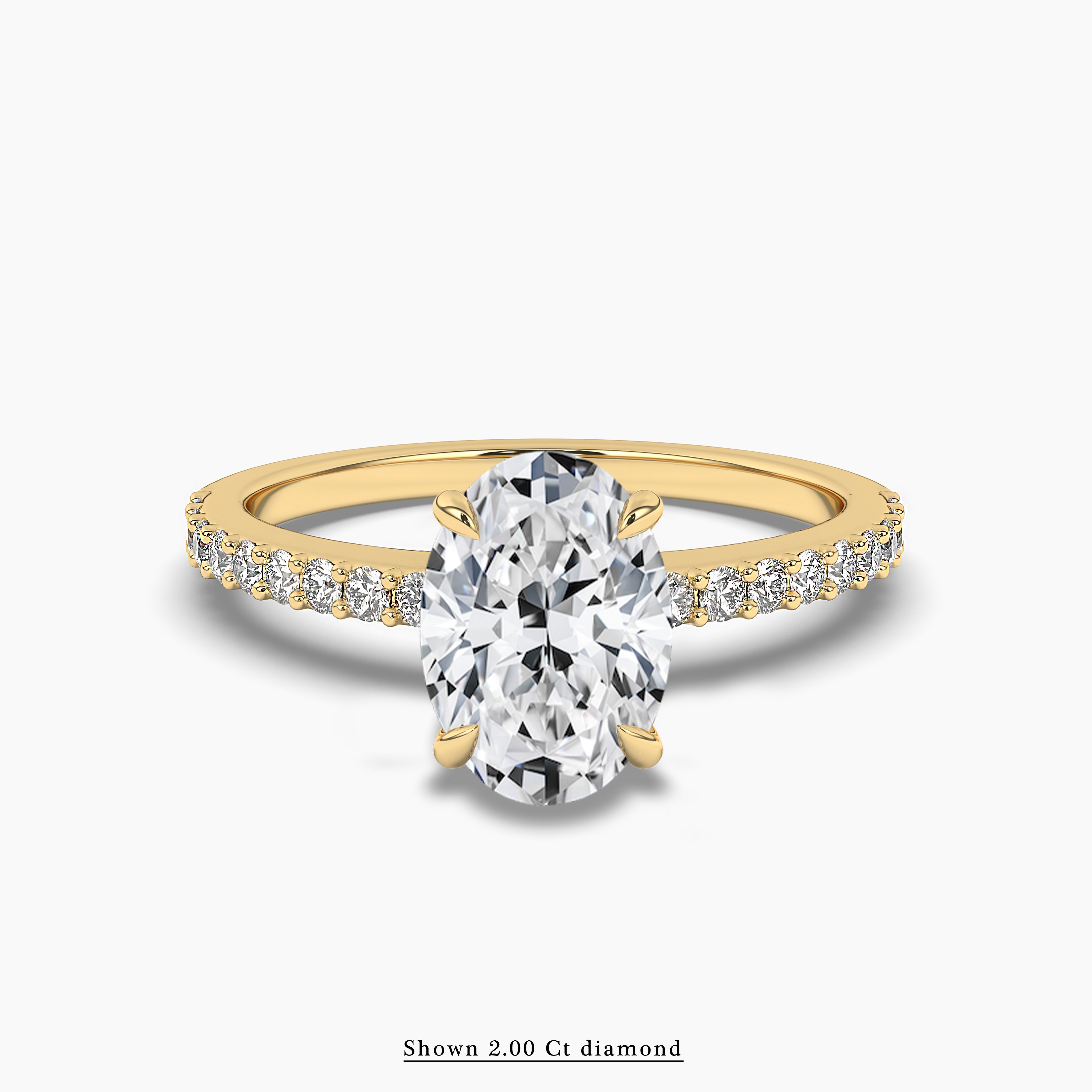 oval shape pave band solitaire engagement ring