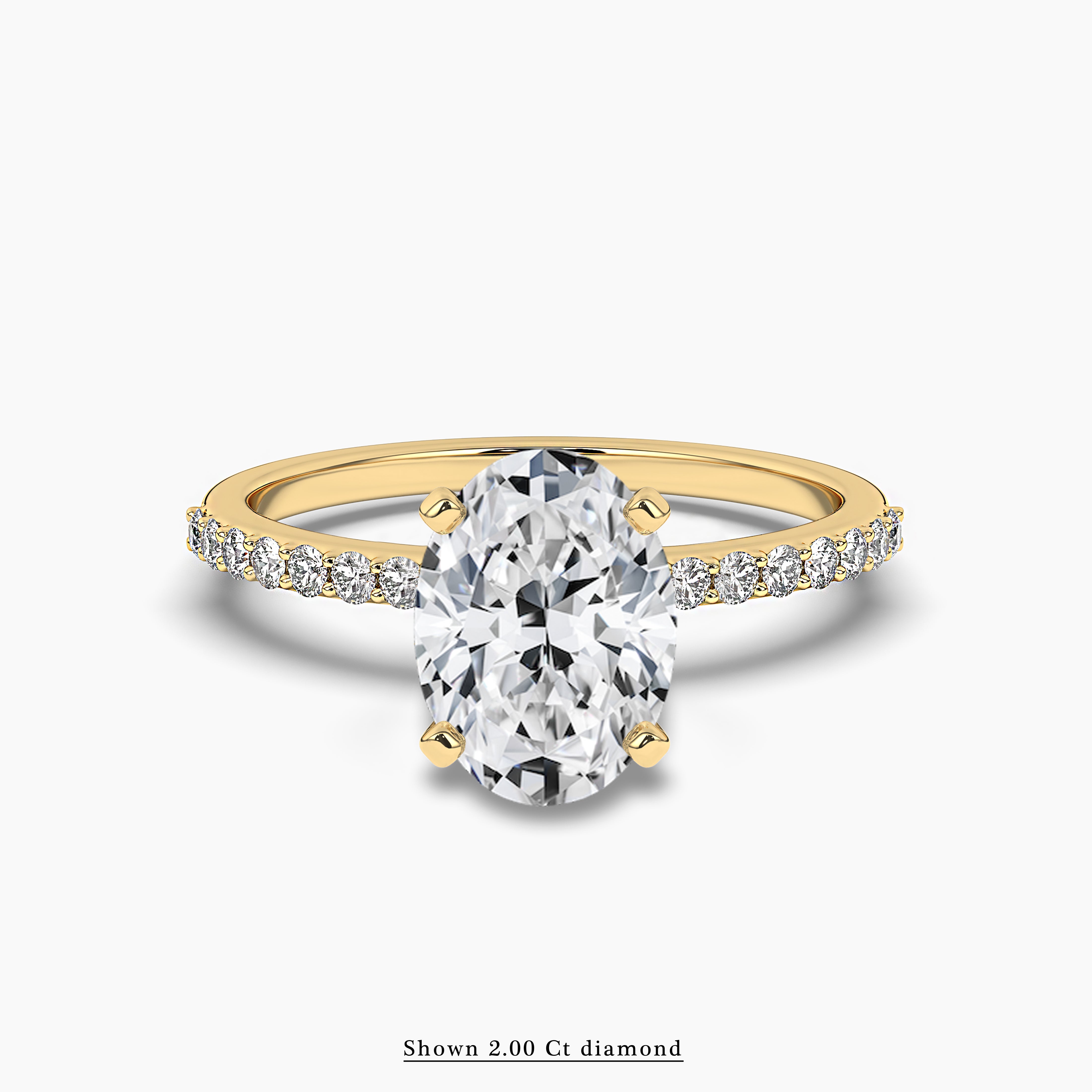 Oval Cut Real Moissanite Engagement ring Yellow Gold