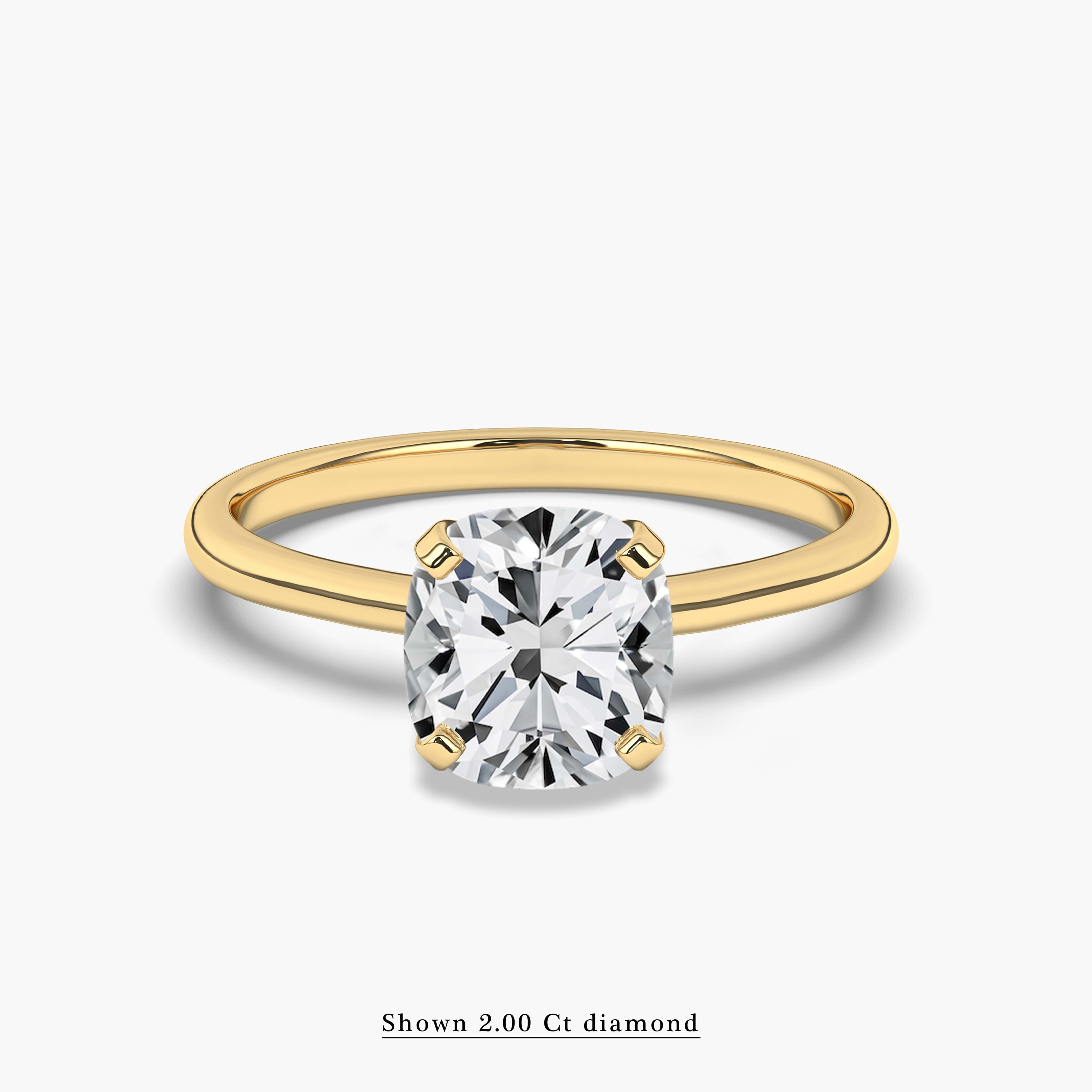 Yellow Gold Cushion Cut Solitaire Engagement Ring