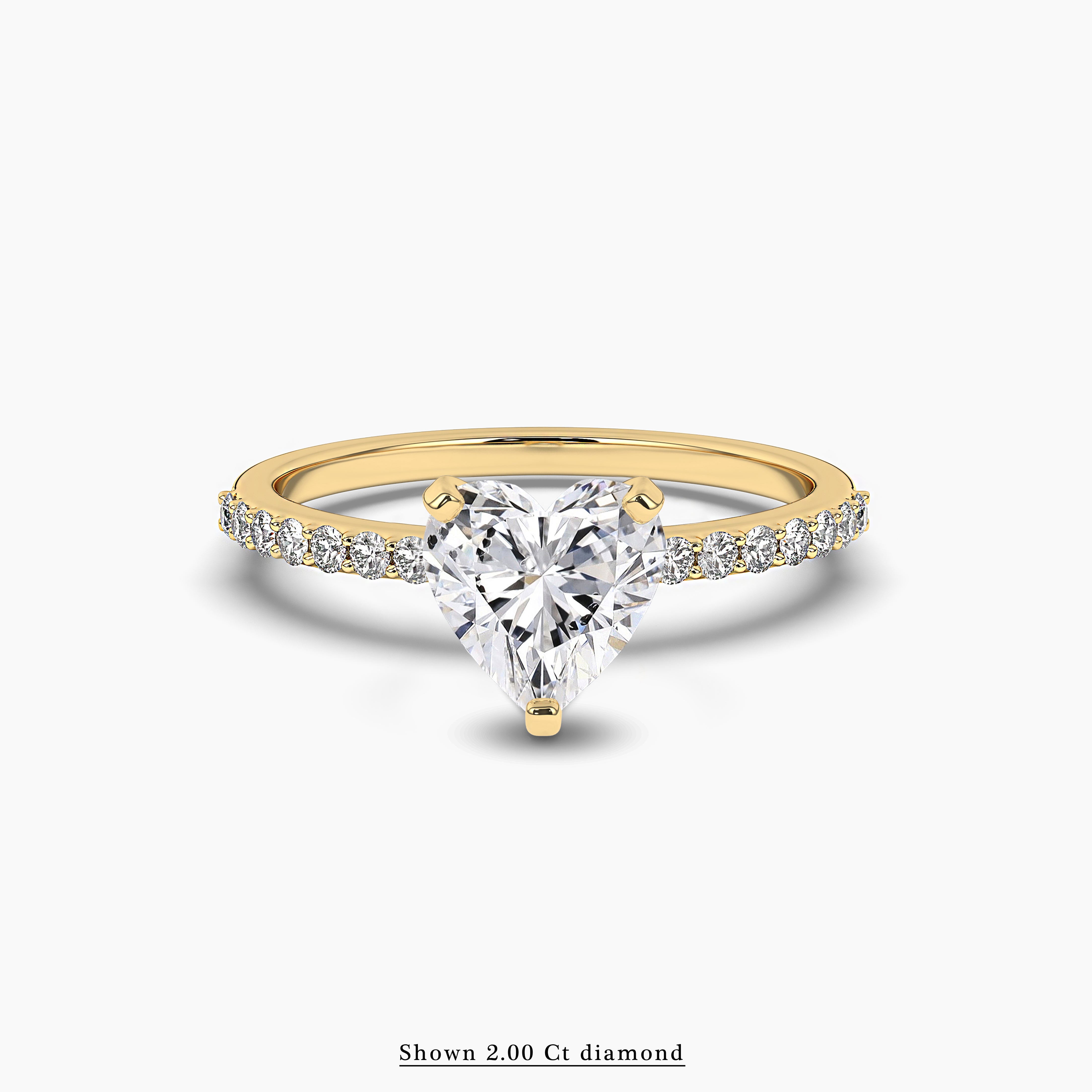 Yellow Gold Heart Solitaire Engagement Ring with Side Accents