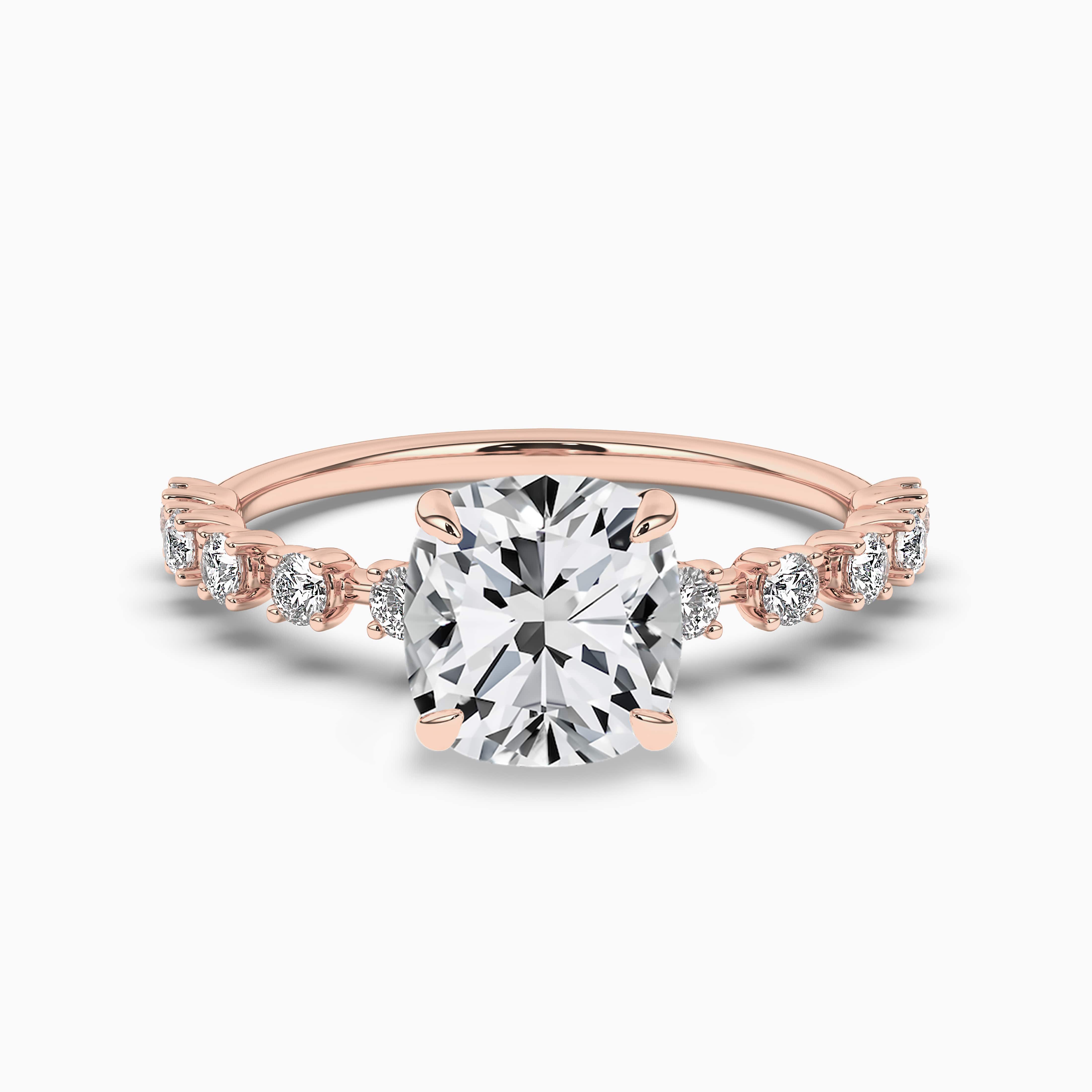 2.00ct rose gold cushion cut engagement ring with side accents