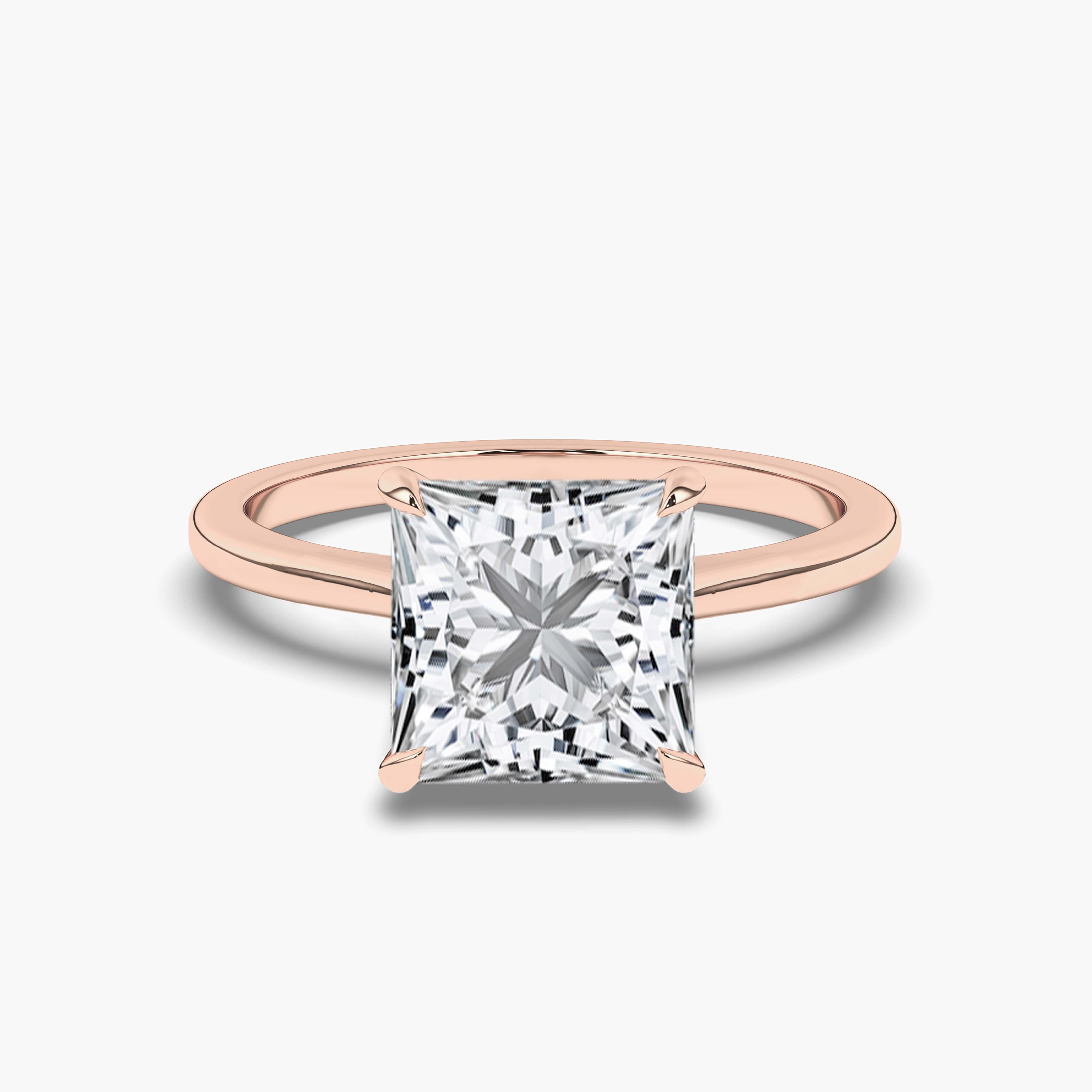 Rose Gold Princess Cut Diamond Engagement Ring