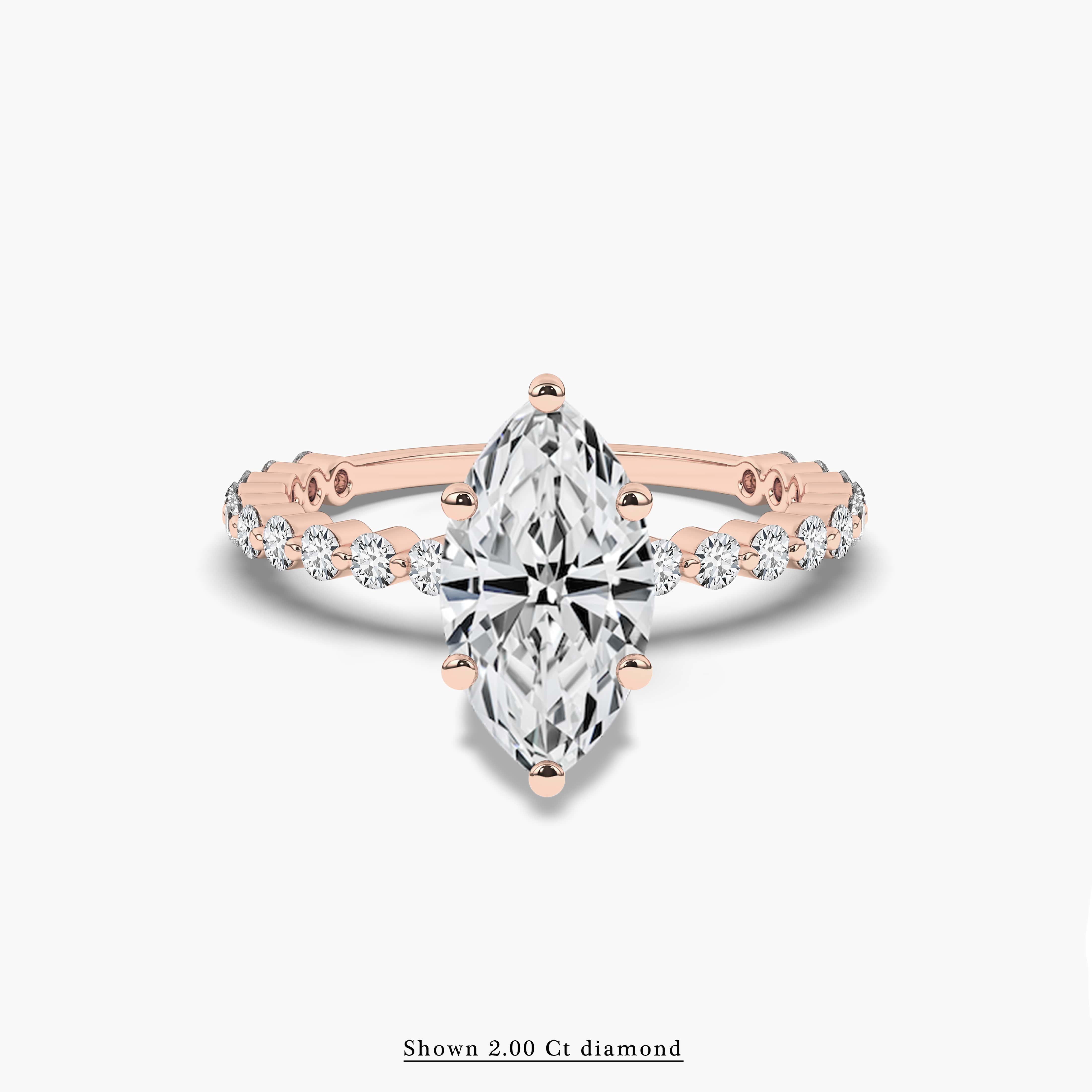 Marquise Side Stone Pave Engagement Ring