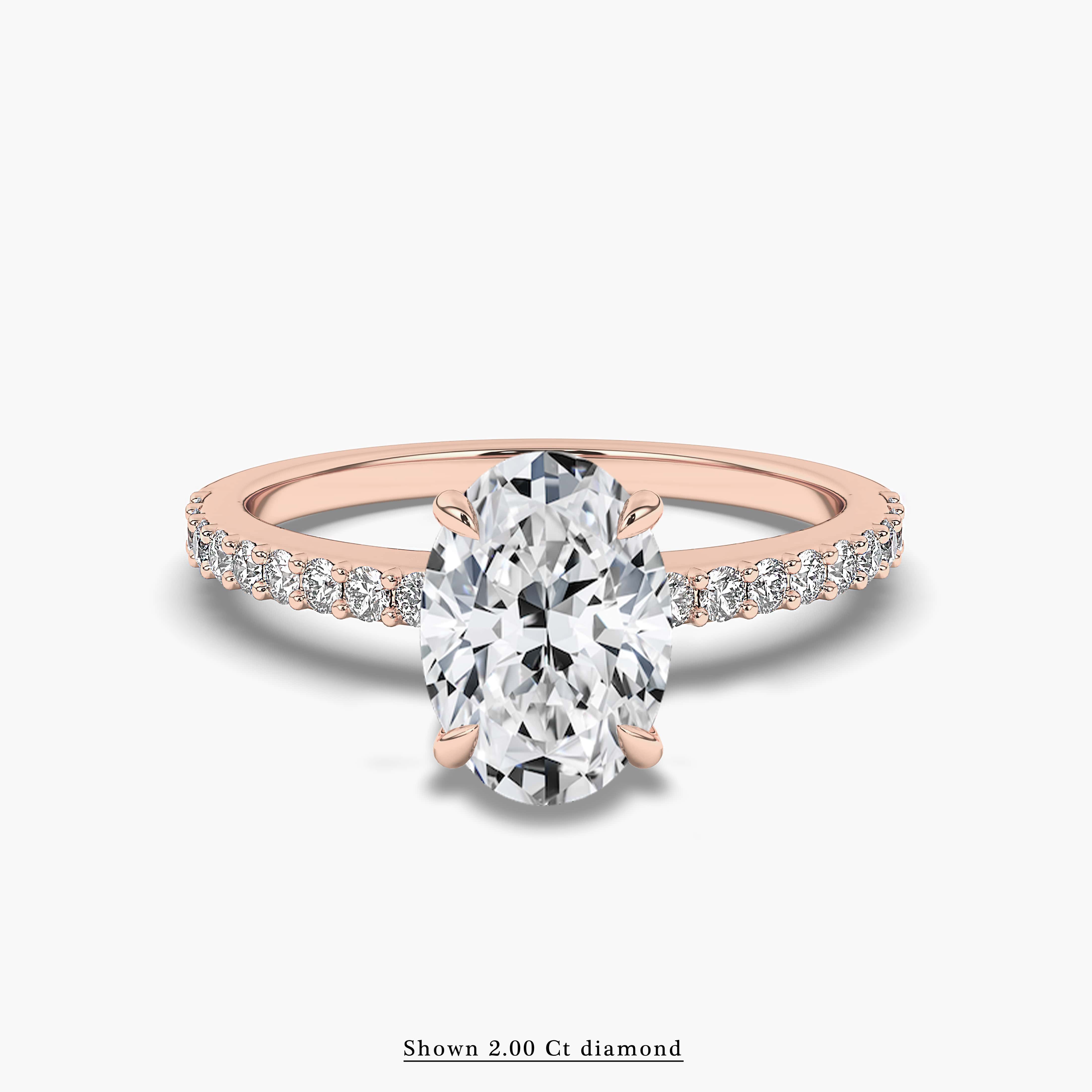 Unique Oval Diamond Thin Pave Diamond Engagement Ring