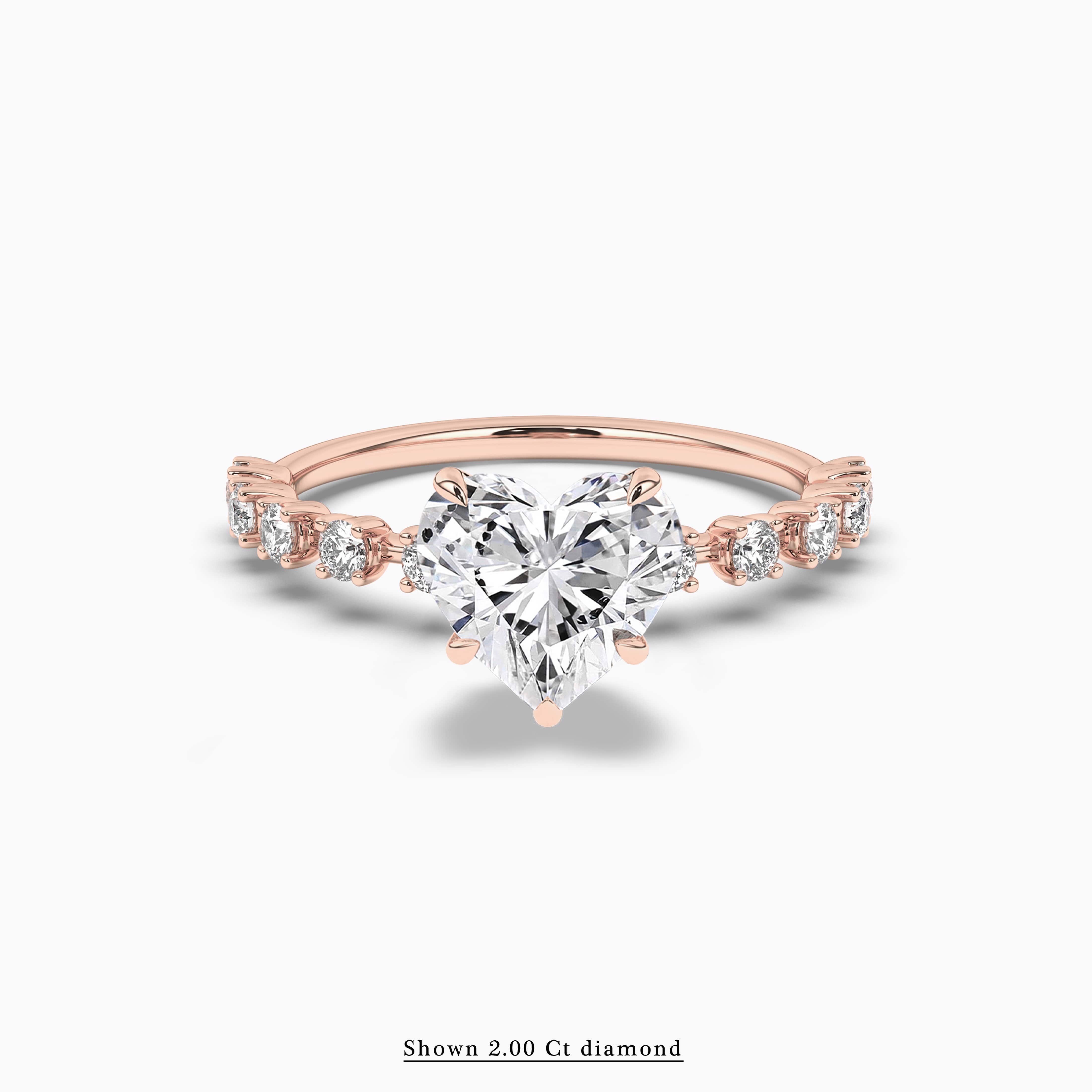 14K Rose Gold Heart Shaped Engagement Ring 