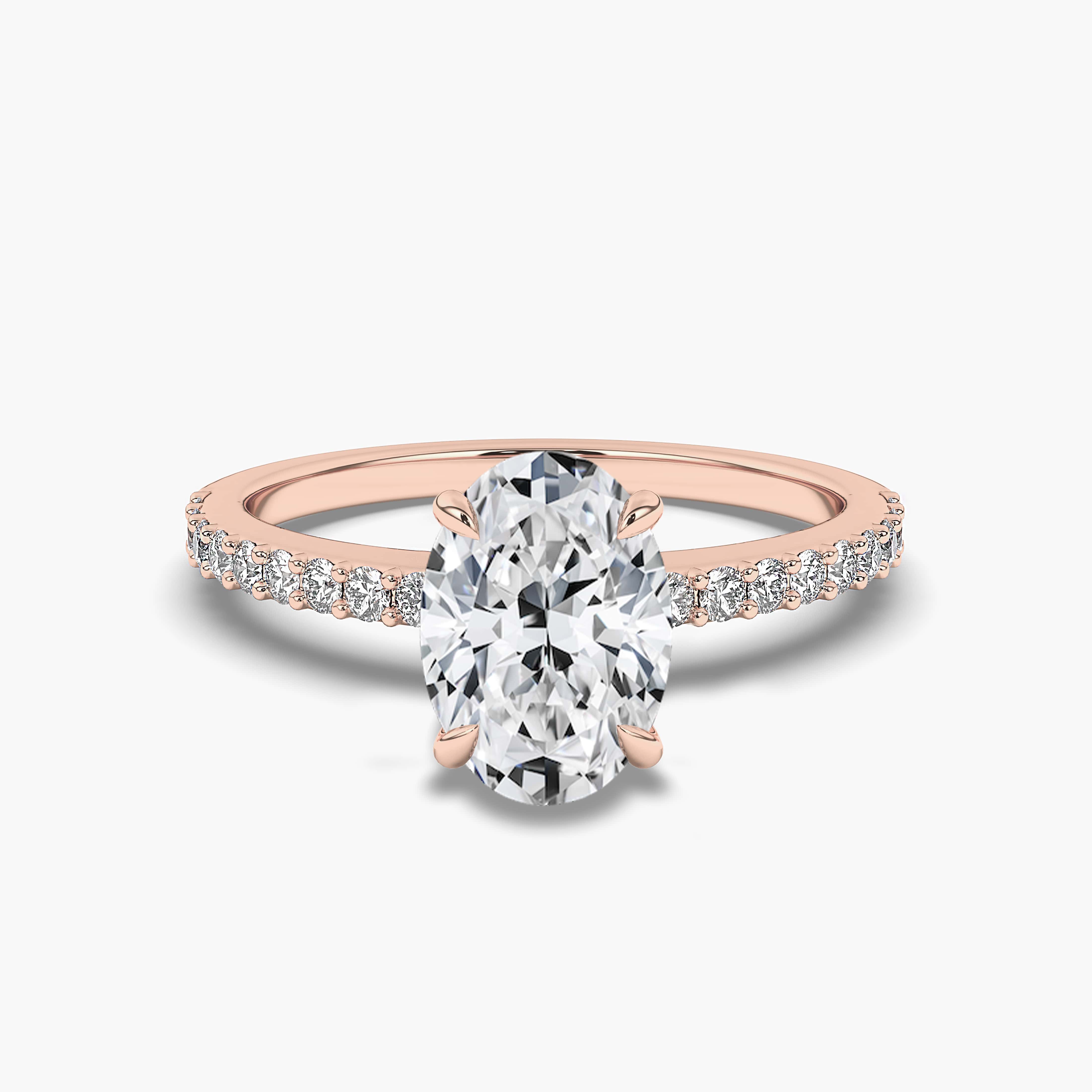  Oval Cut Solitaire Diamond Accents Shank