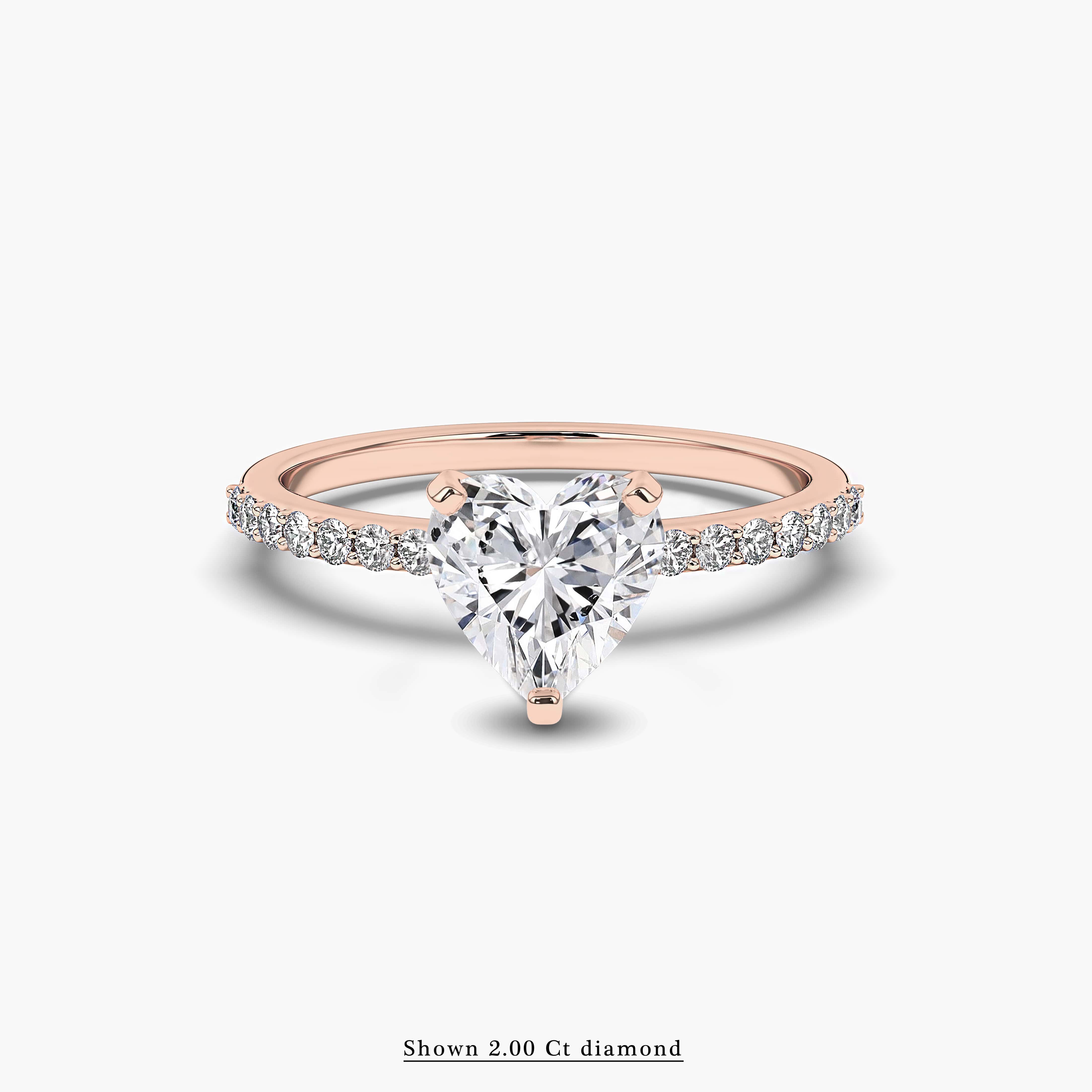Heart Solitaire Engagement Ring with Side Accents