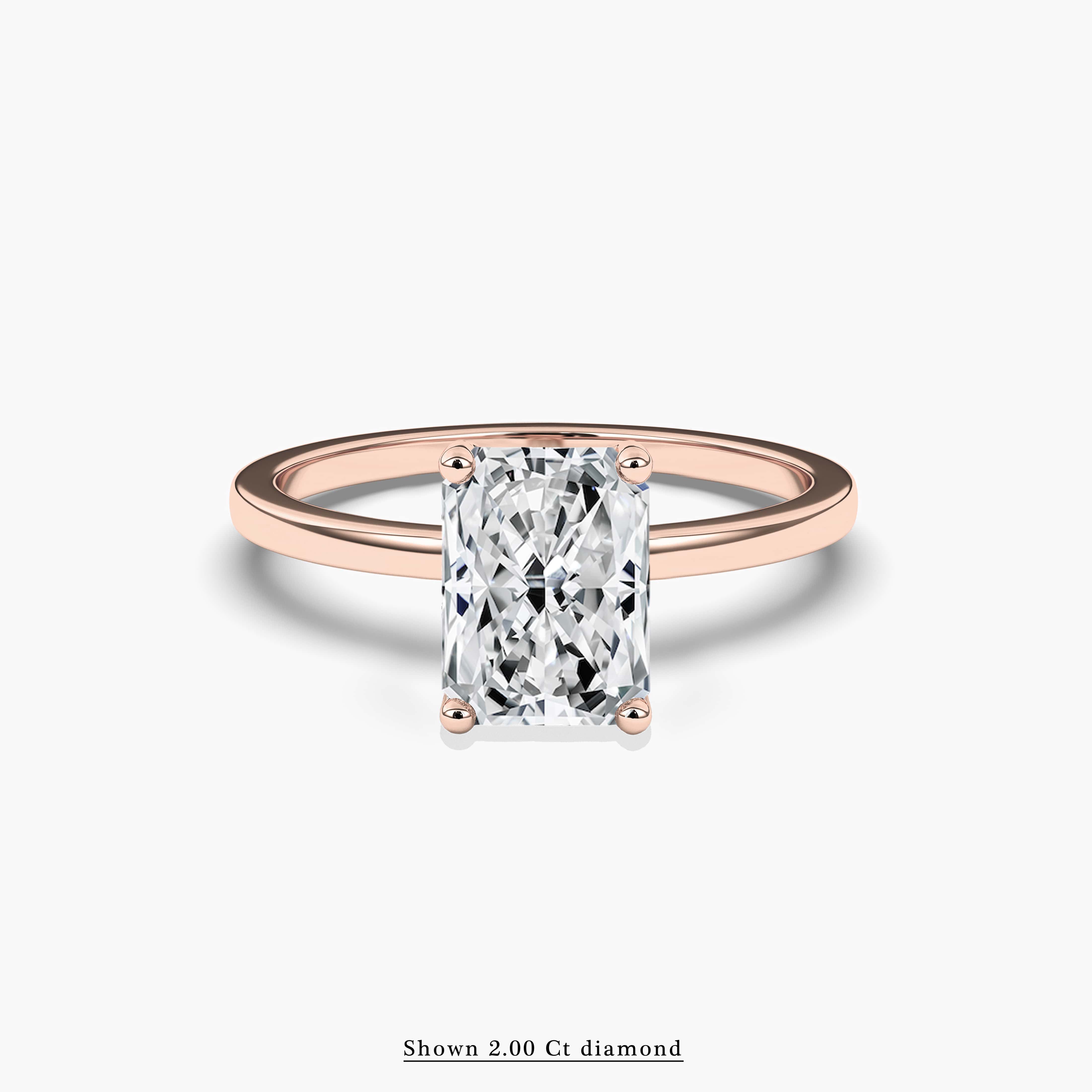 Raidant shaped hidden halo engagement ring