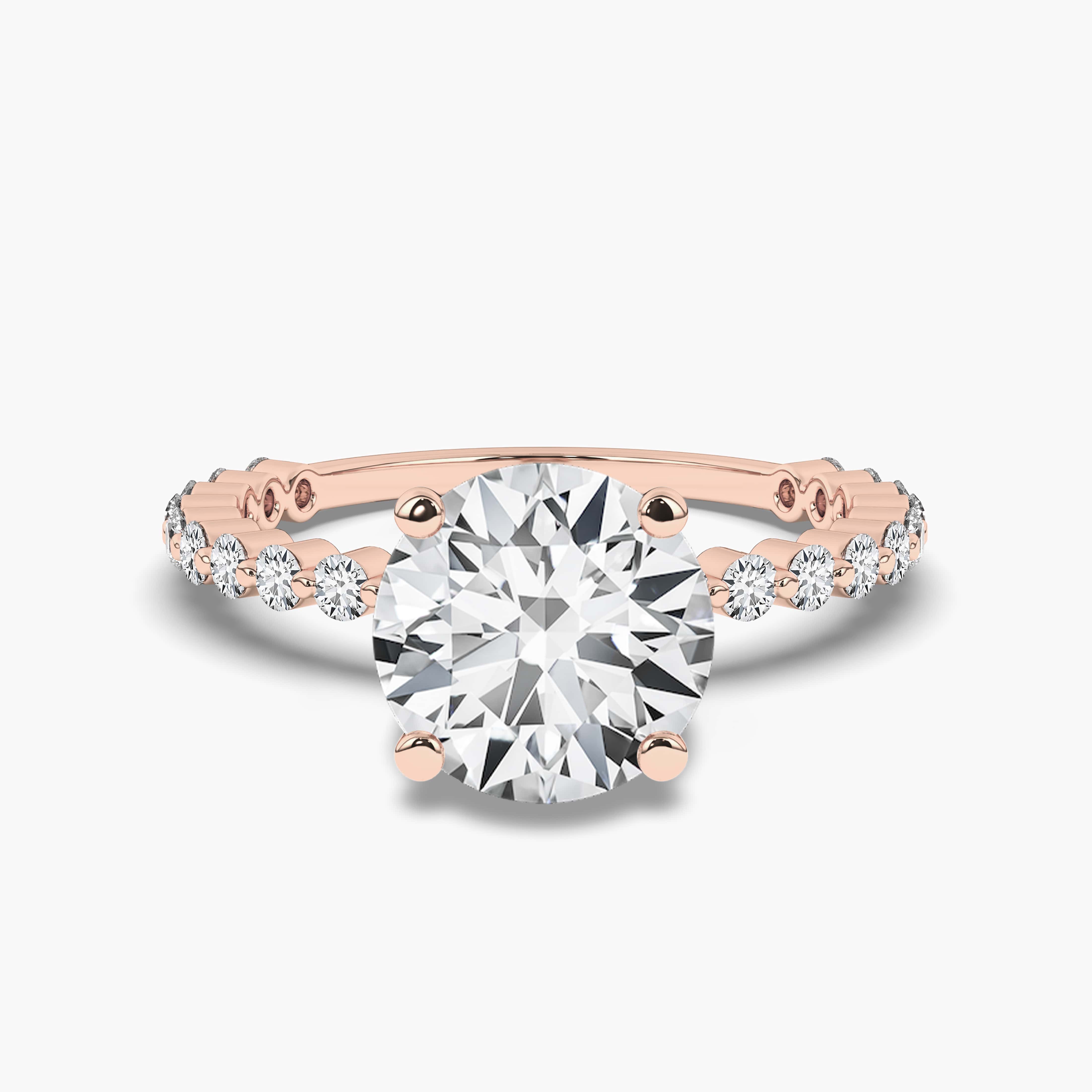 Rose Gold Natural Round Cut Diamond Engagement Ring