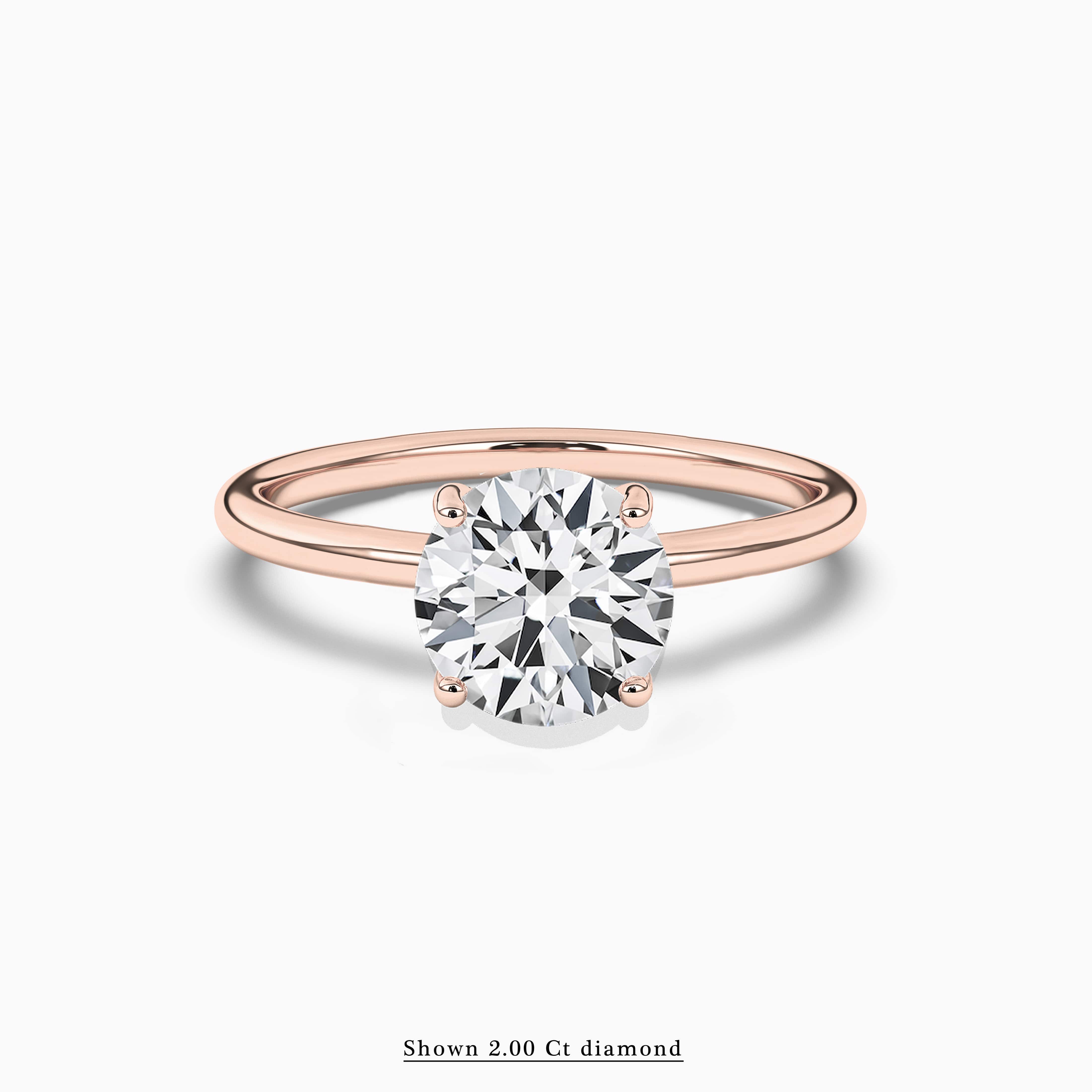 Round solitaire engagement rings