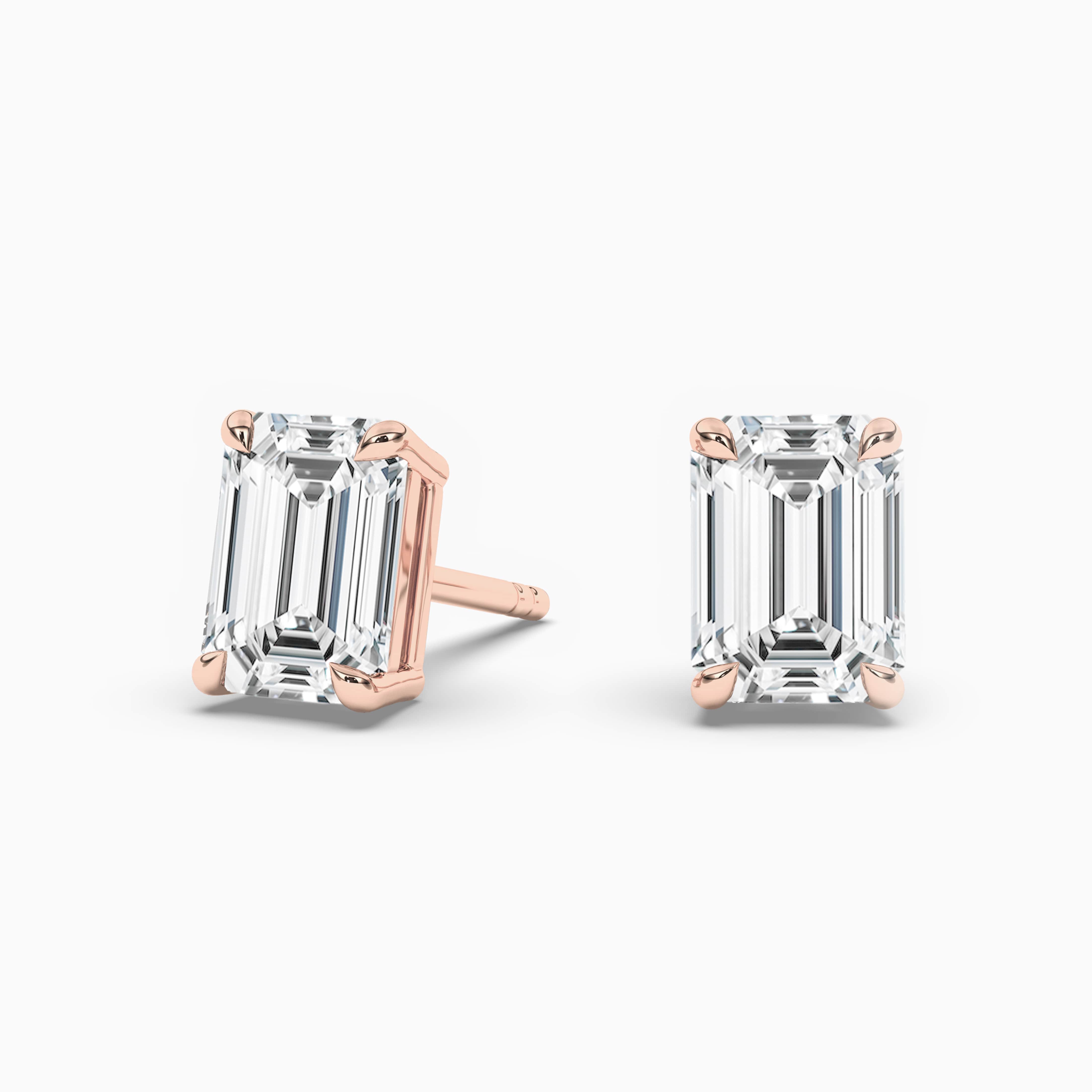 emerald earring studs in rose gold