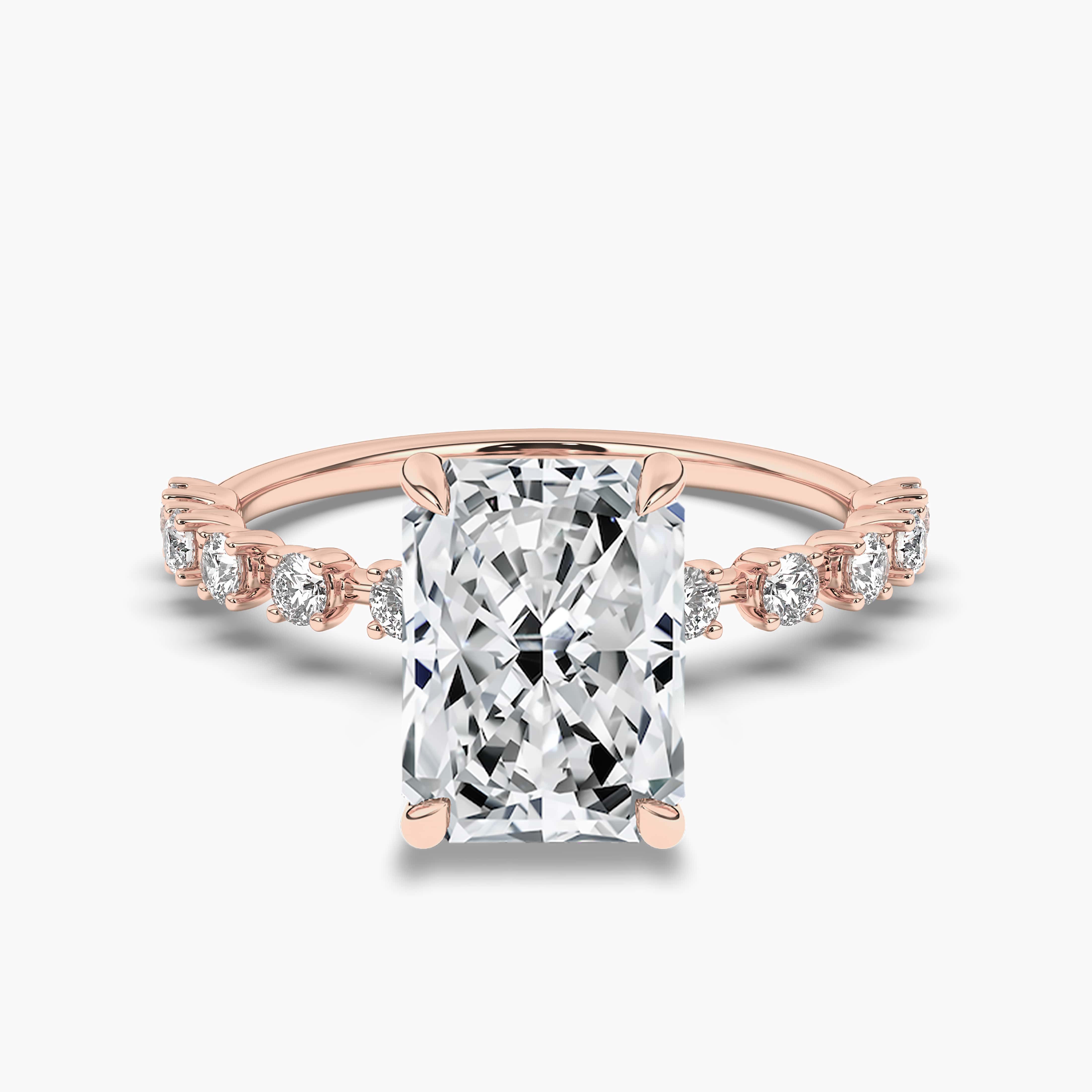 2.00ct rose gold radiant cut engagement rings