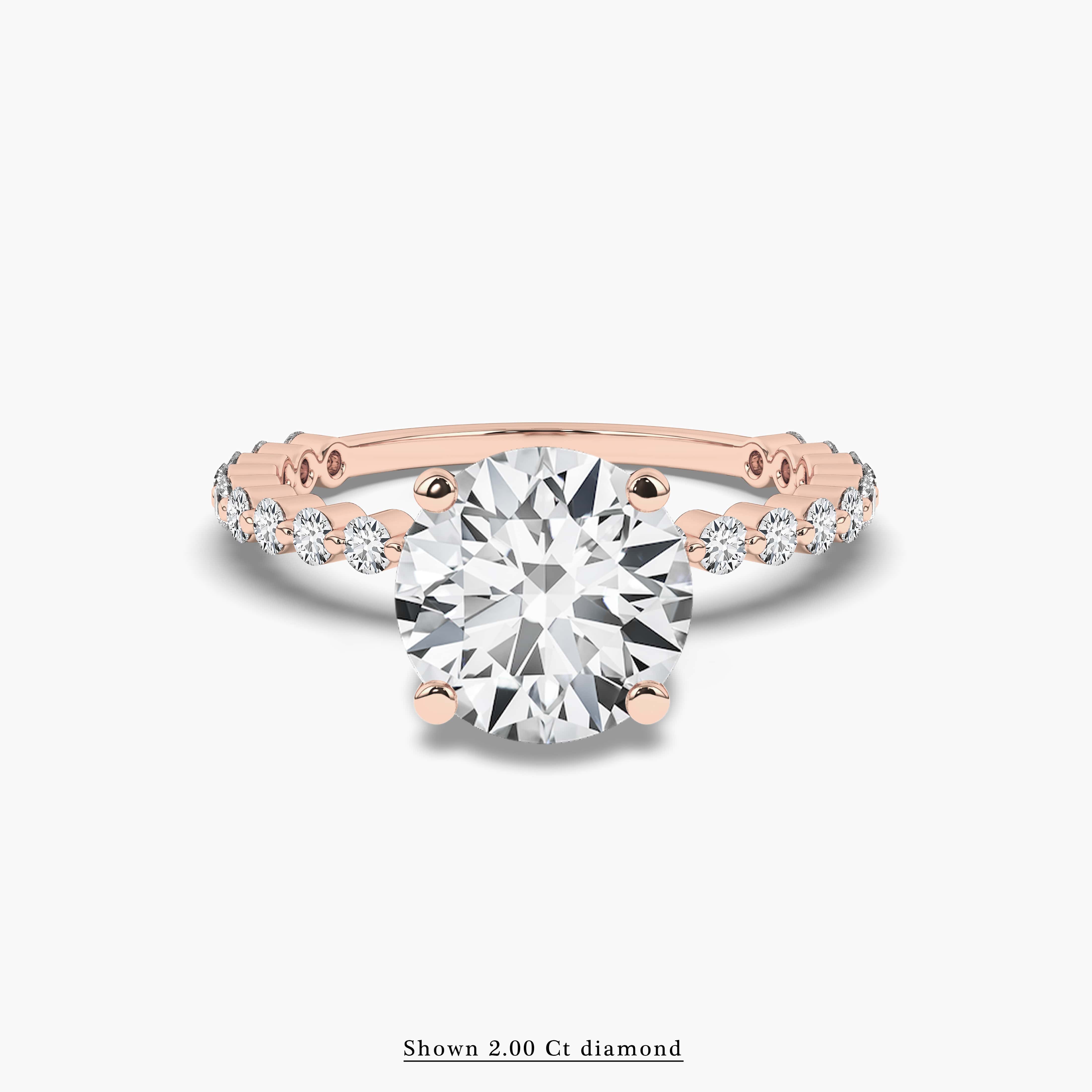 Classic Round Moissanite Pave Engagement Ring in Rose gold