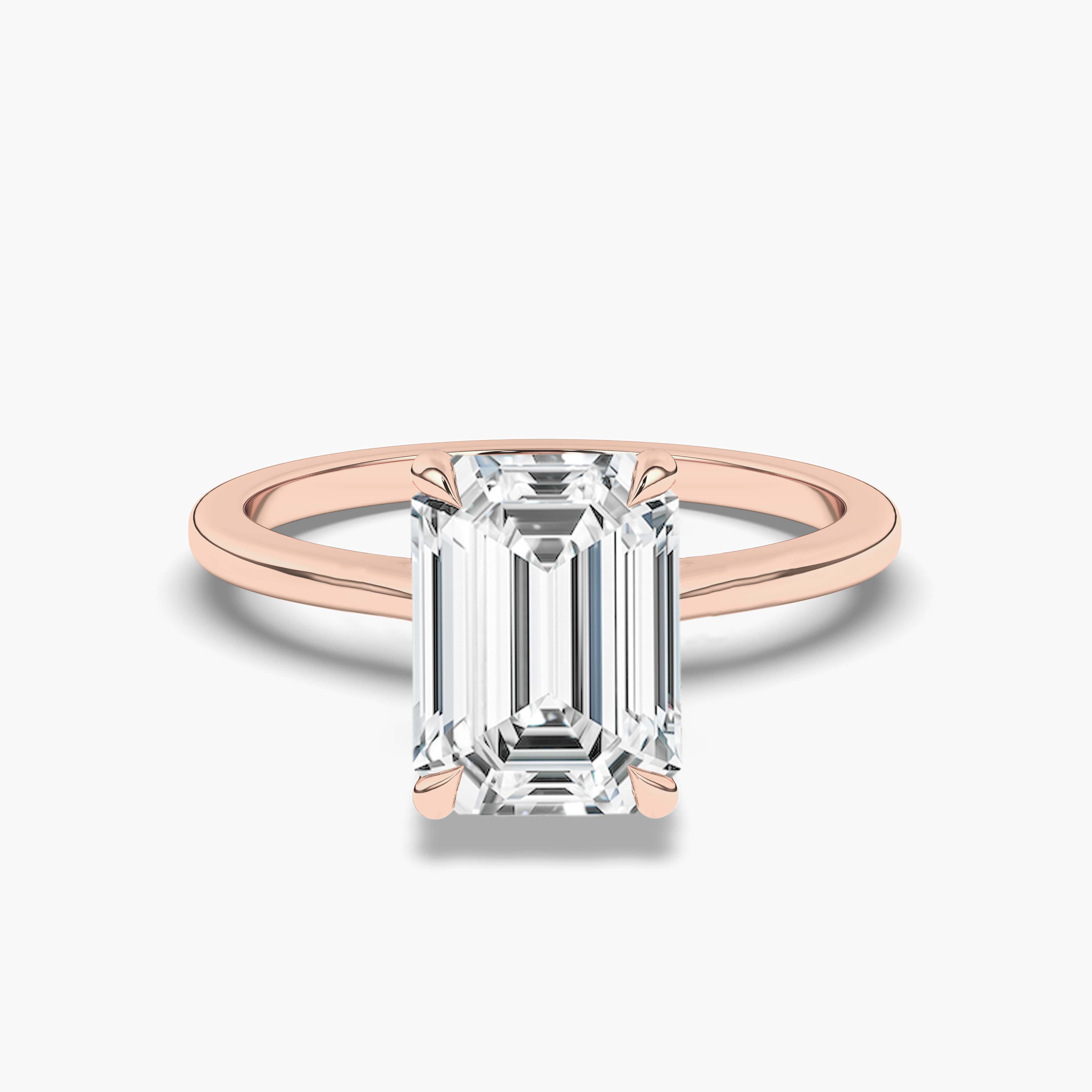 Emerald Cut Diamond Solitaire  Engagement Ring Rose Gold