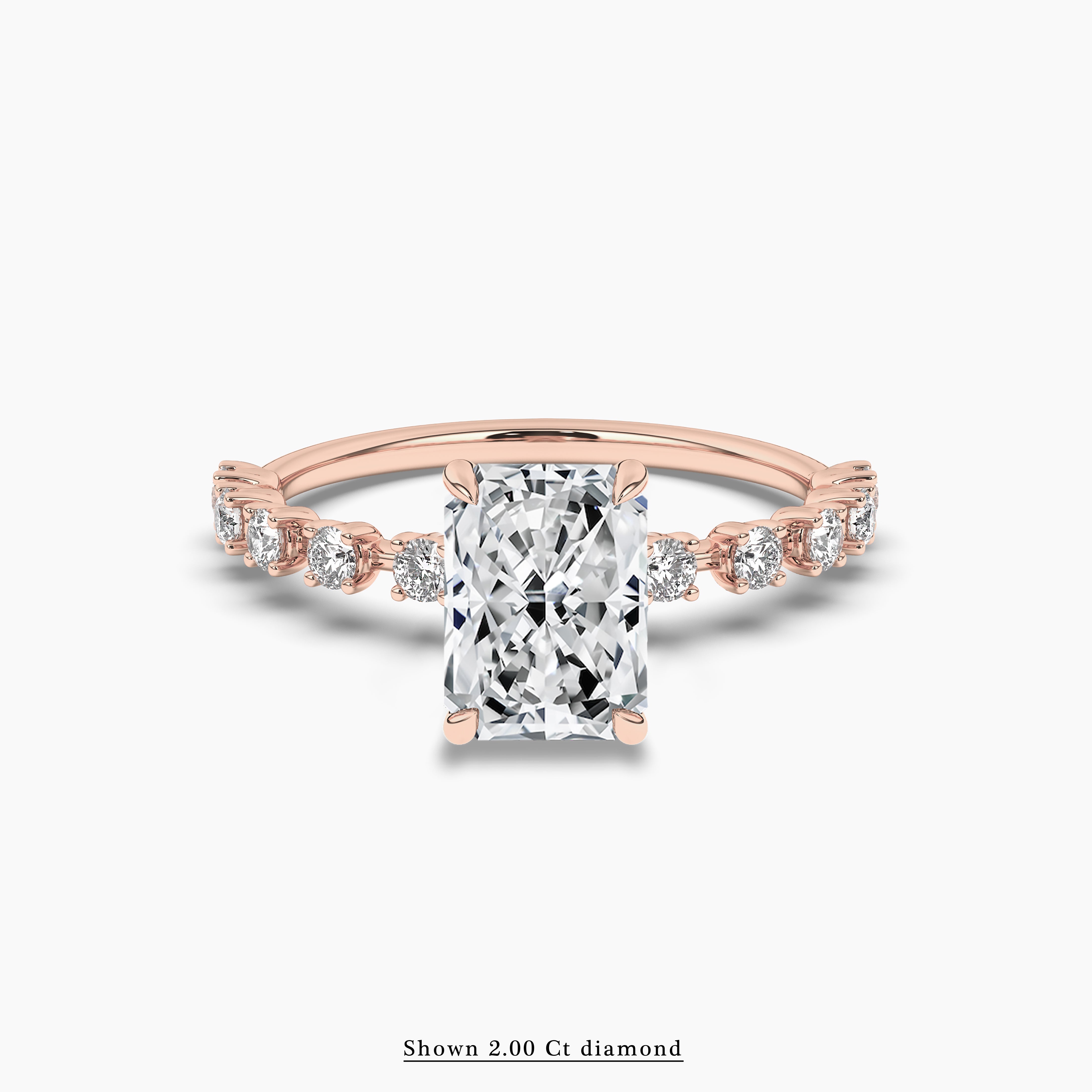 rose gold radiant cut engagement rings