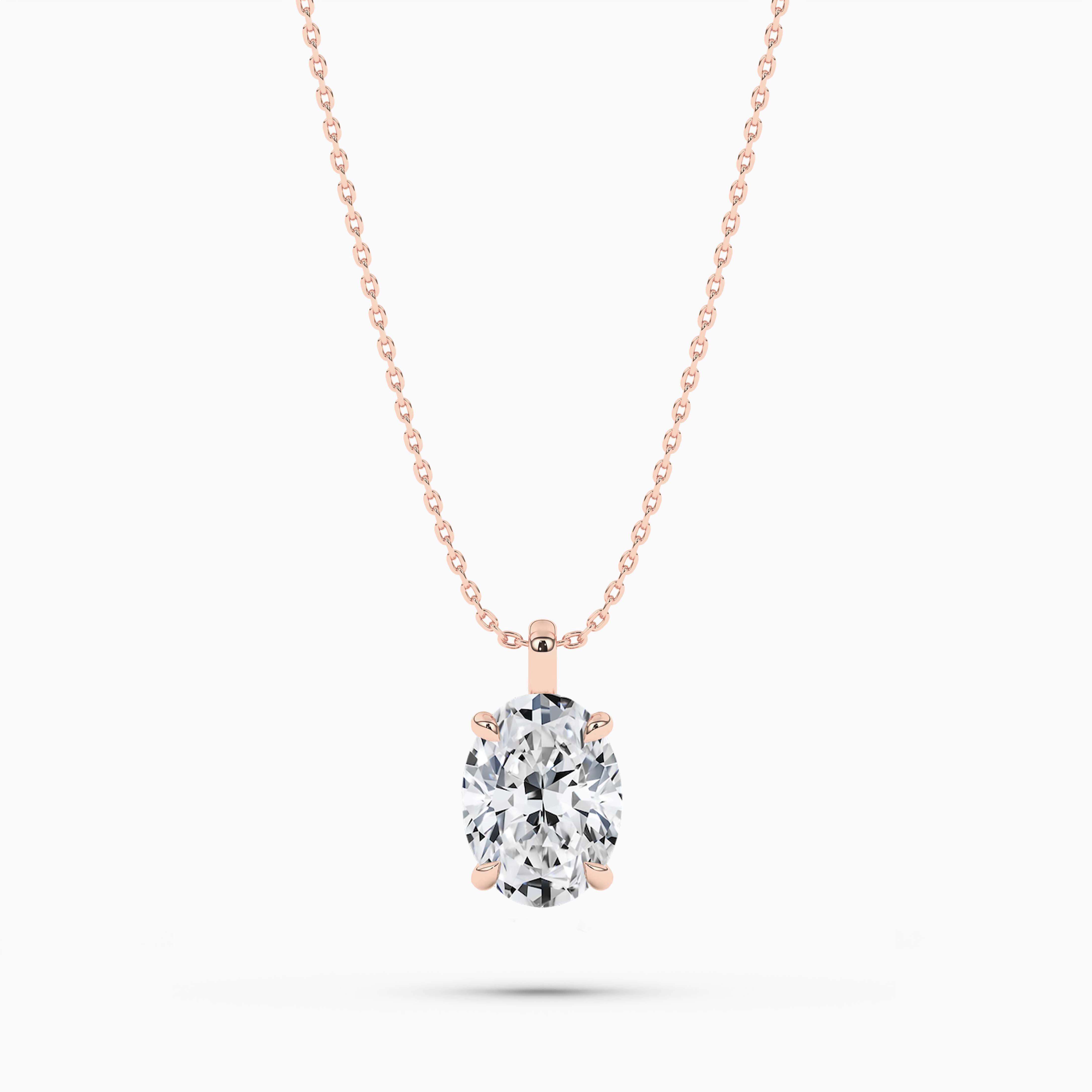 4-Prong Oval Solitaire Rose Gold Moissanite Pendant