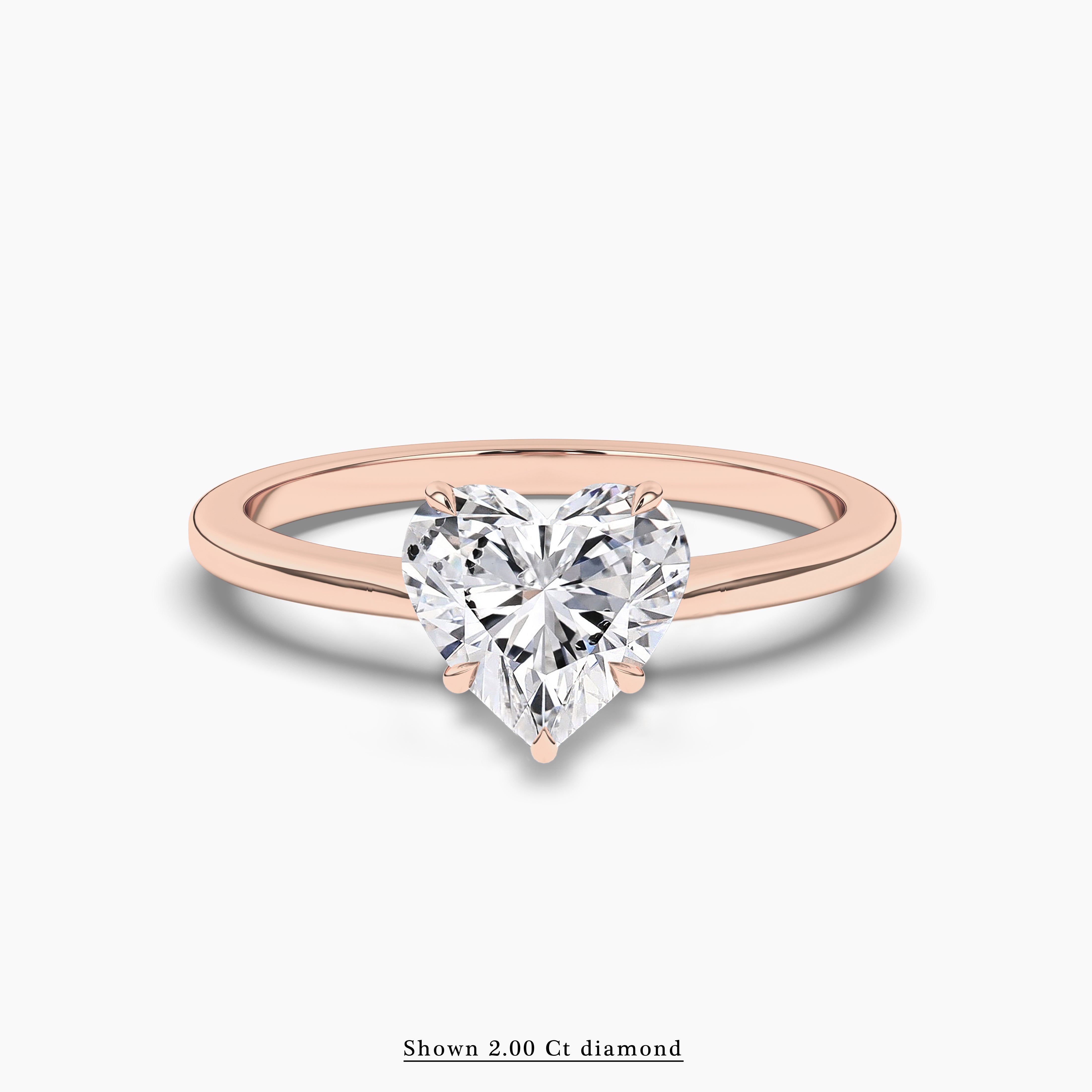 Heart Cut Solitaire Engagement Wedding Ring Solid Rose Gold