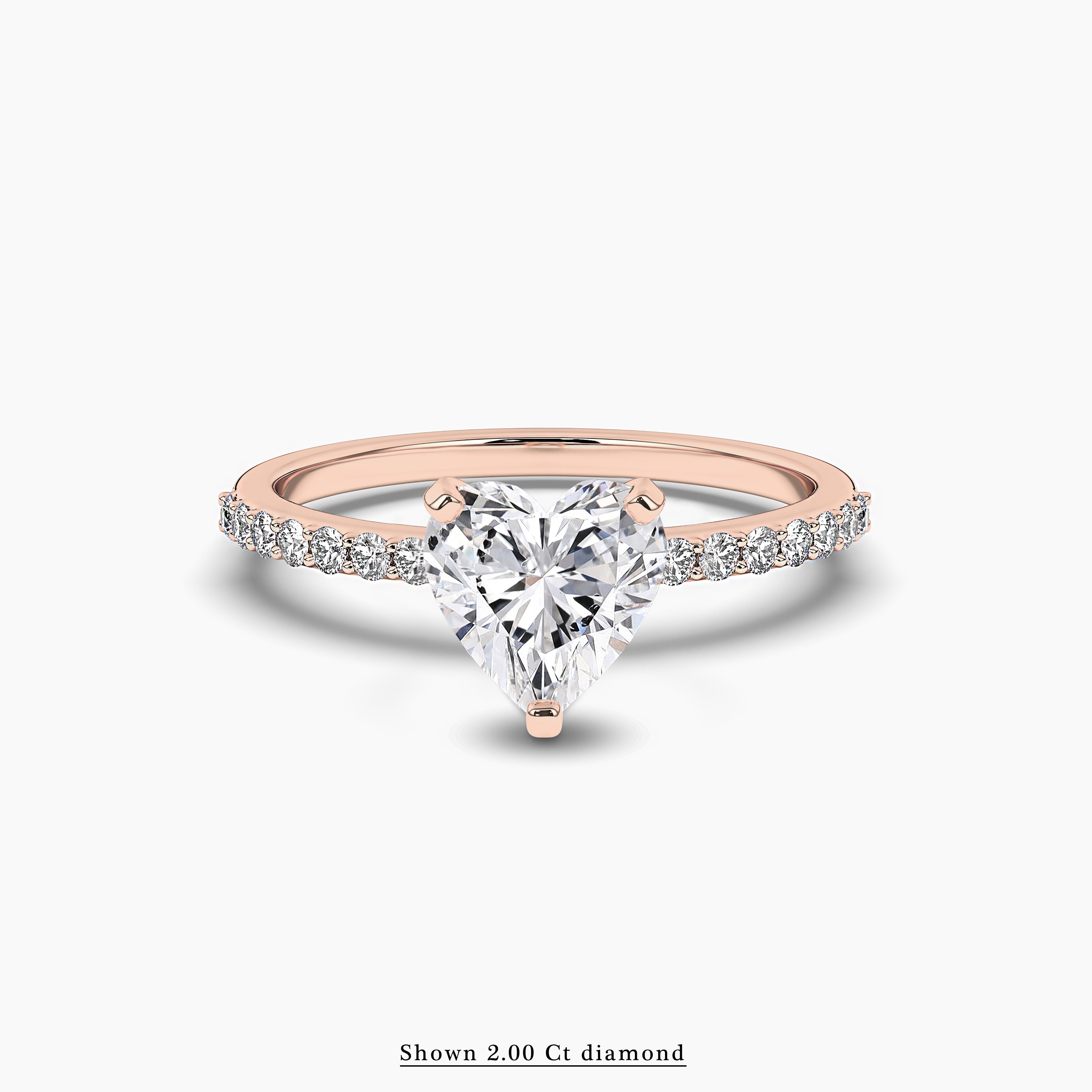 Heart Shaped Diamond Engagement Ring with thin Pave Band