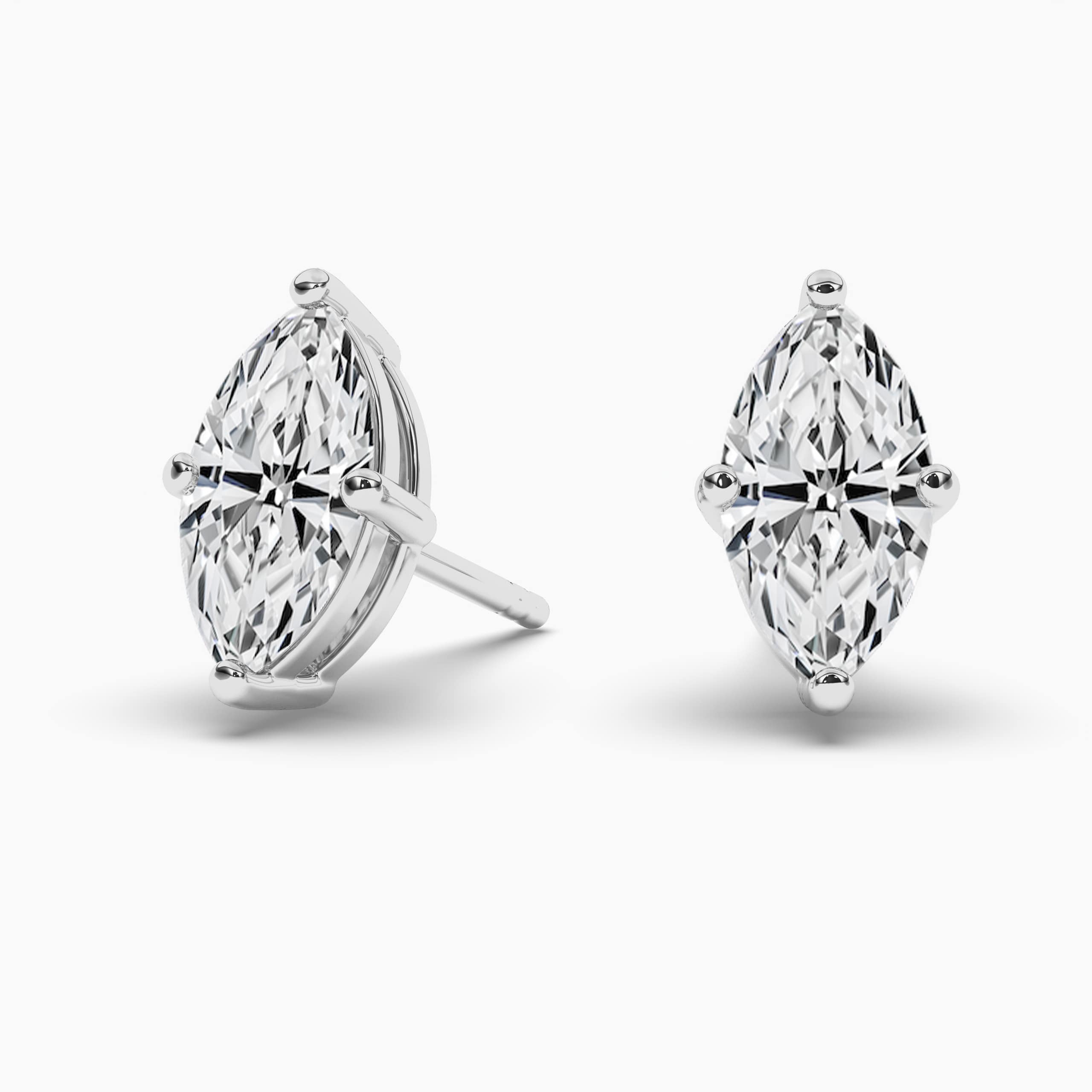 2.00 CT Marquise Cut Diamonds - Stud Earrings