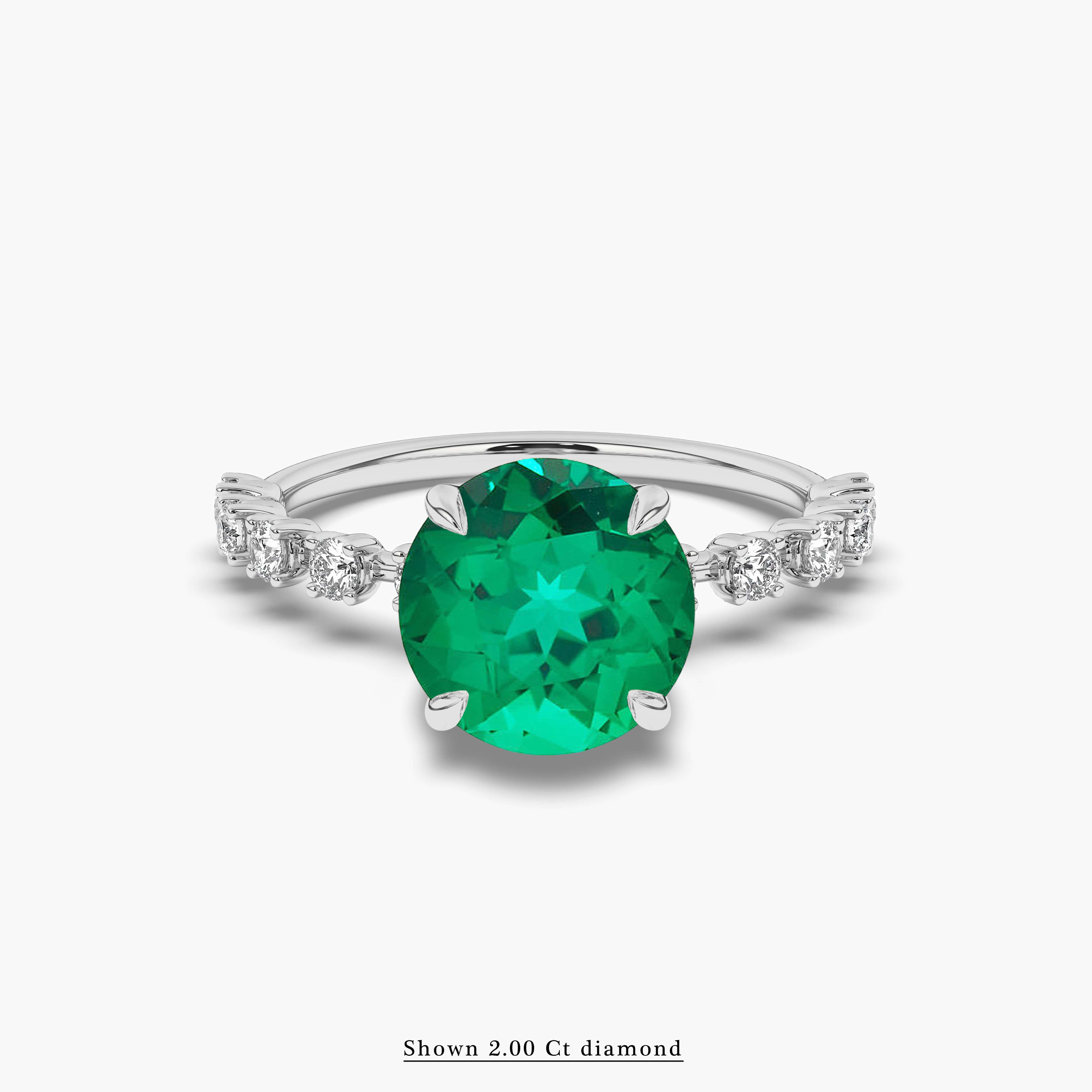 Gemstone Ring Natural Emerald Ring White Gold Ring For Women's