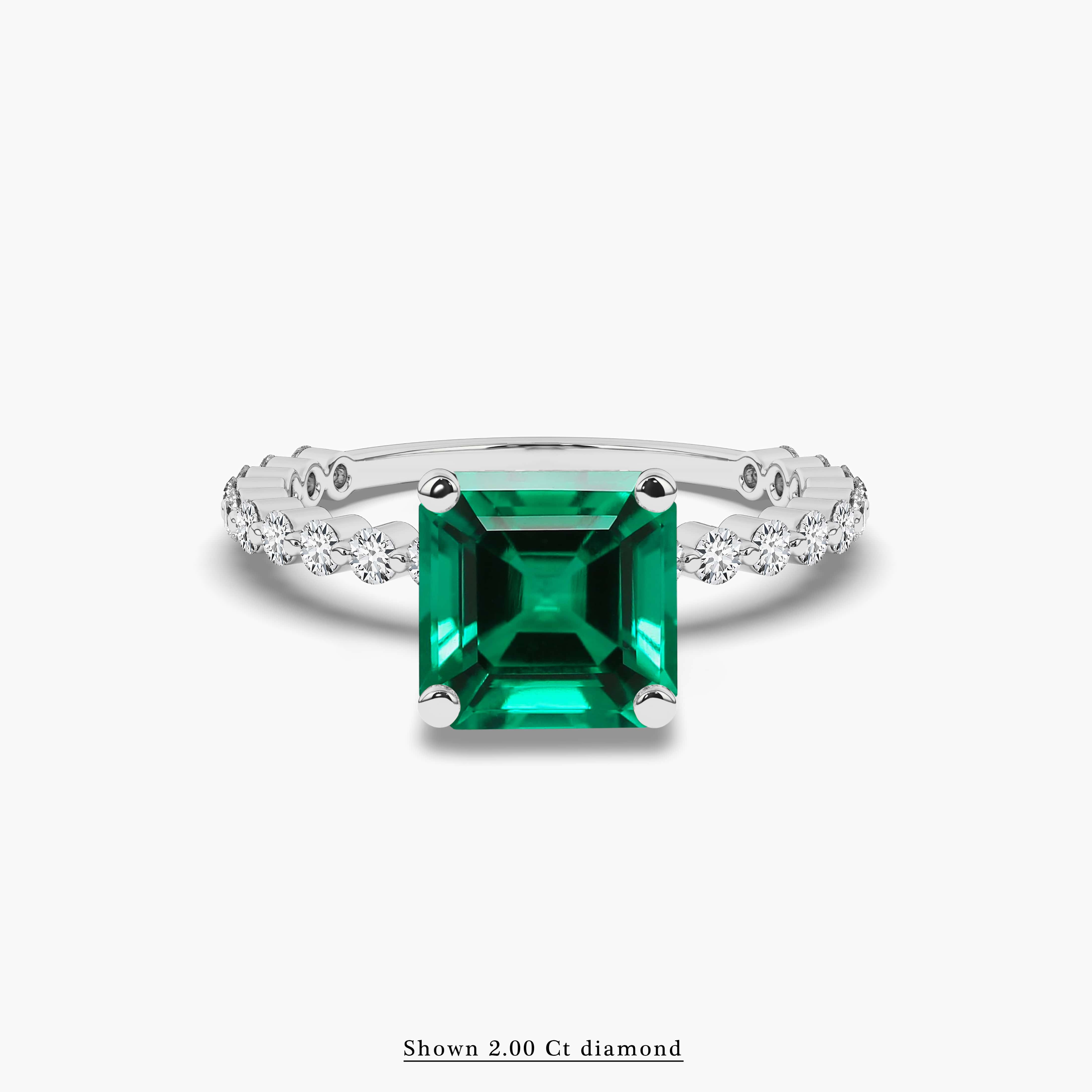 White Gold Asscher Cut Emerald Ring