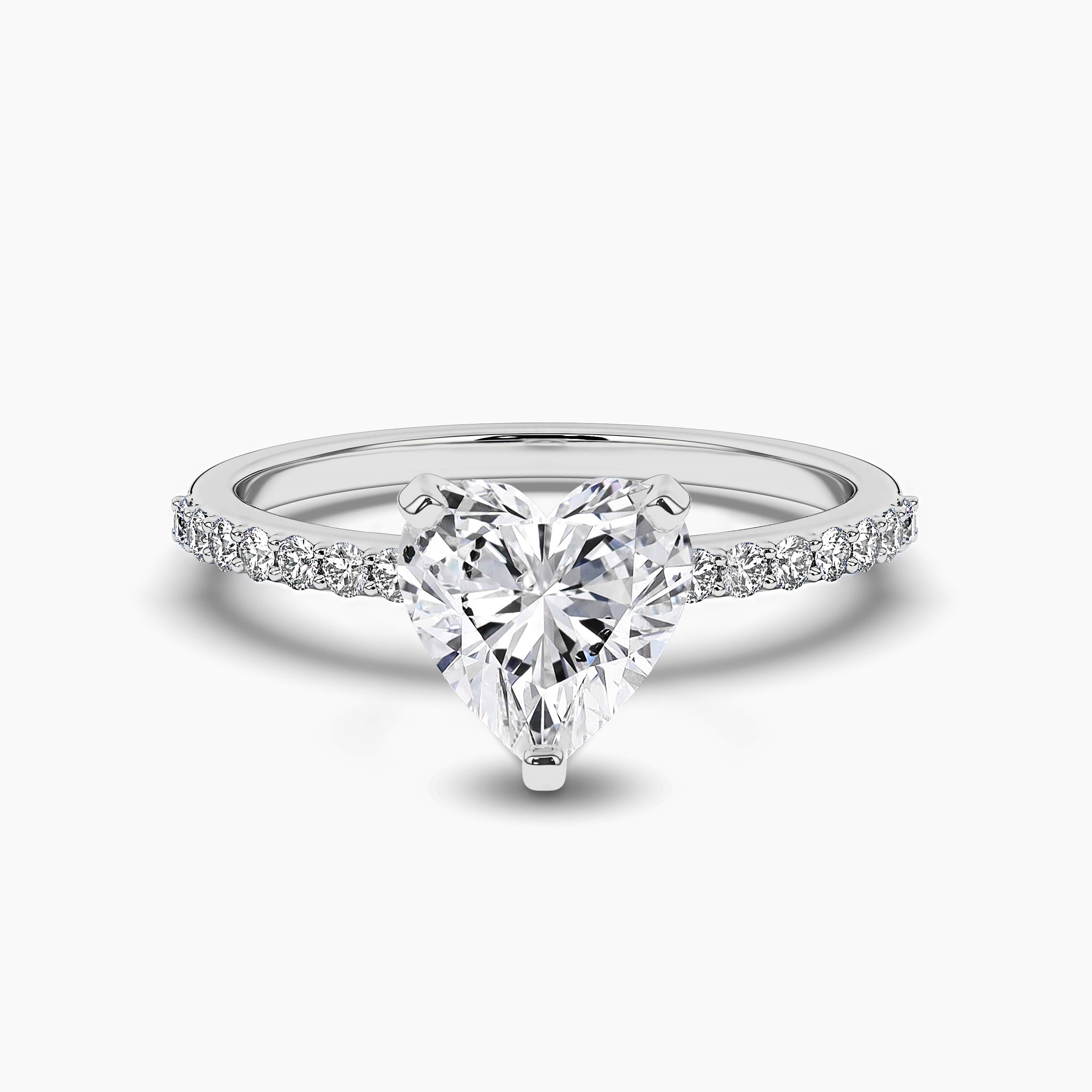 White Gold Heart Diamond Engagement Bridal Ring
