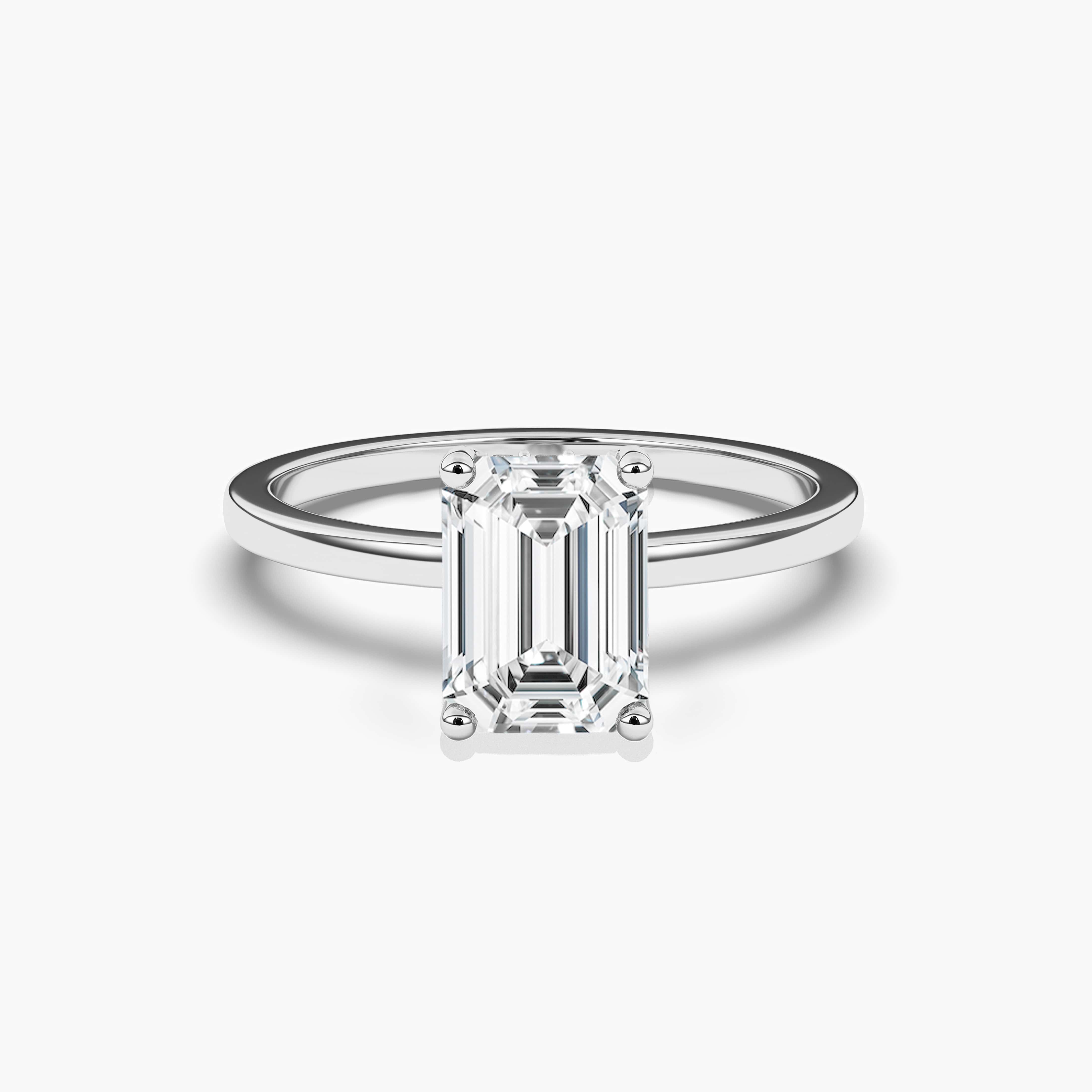 Hidden Halo Emerald Cut Engagement Ring with Lab Grown Diamonds