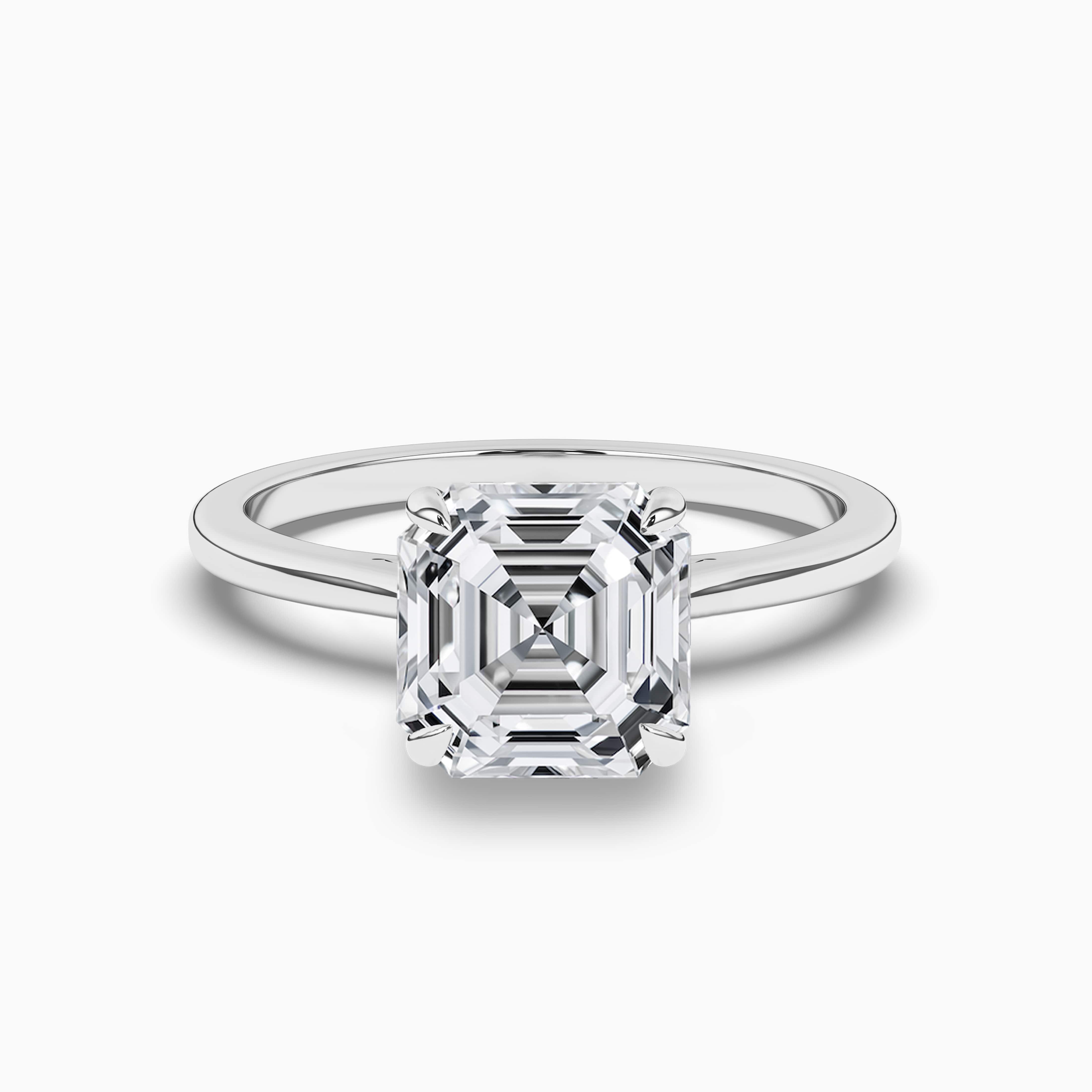  Asscher-Cut Diamond Engagement Ring in White Gold