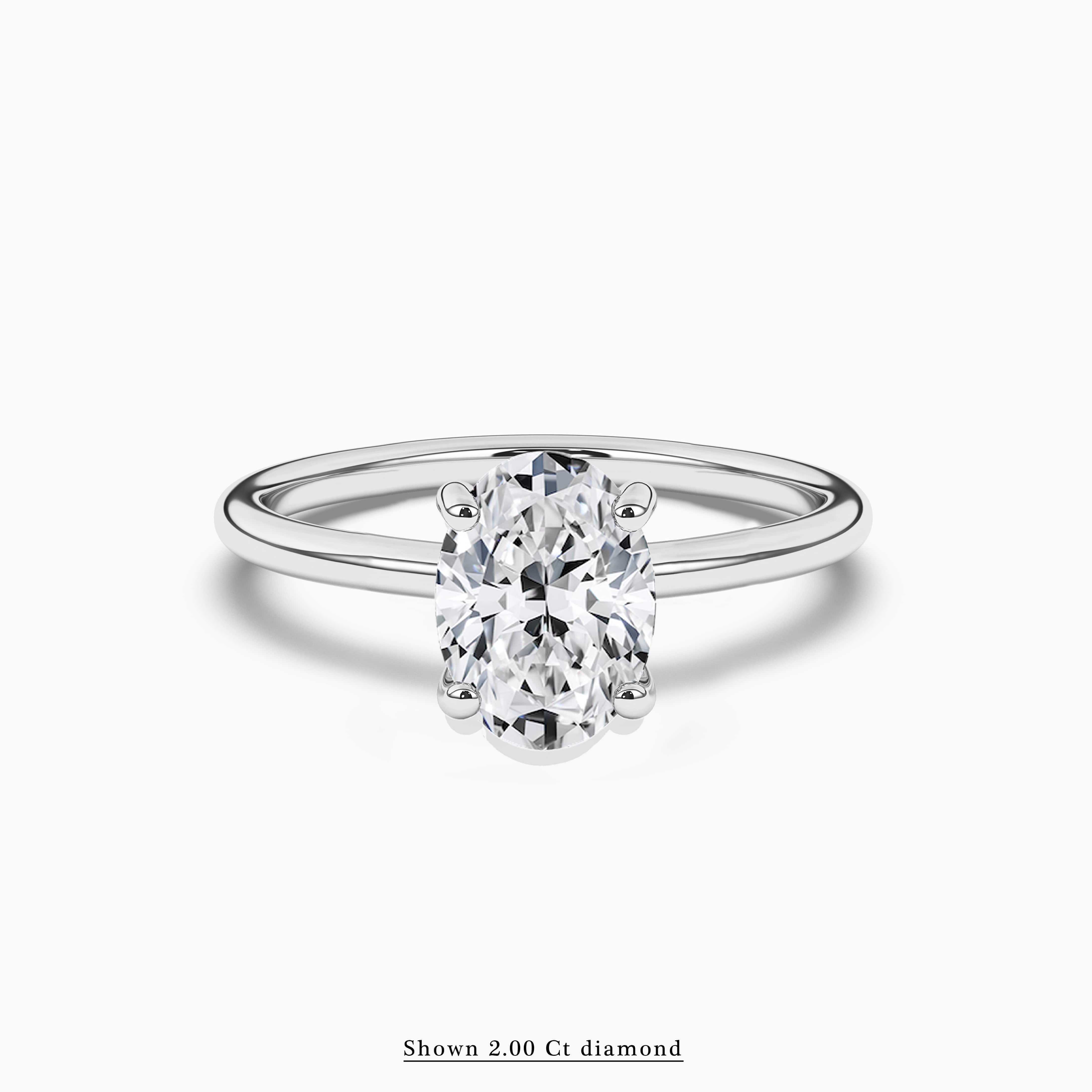 2.00 ct diamonds oval shape engagement ring in white gold