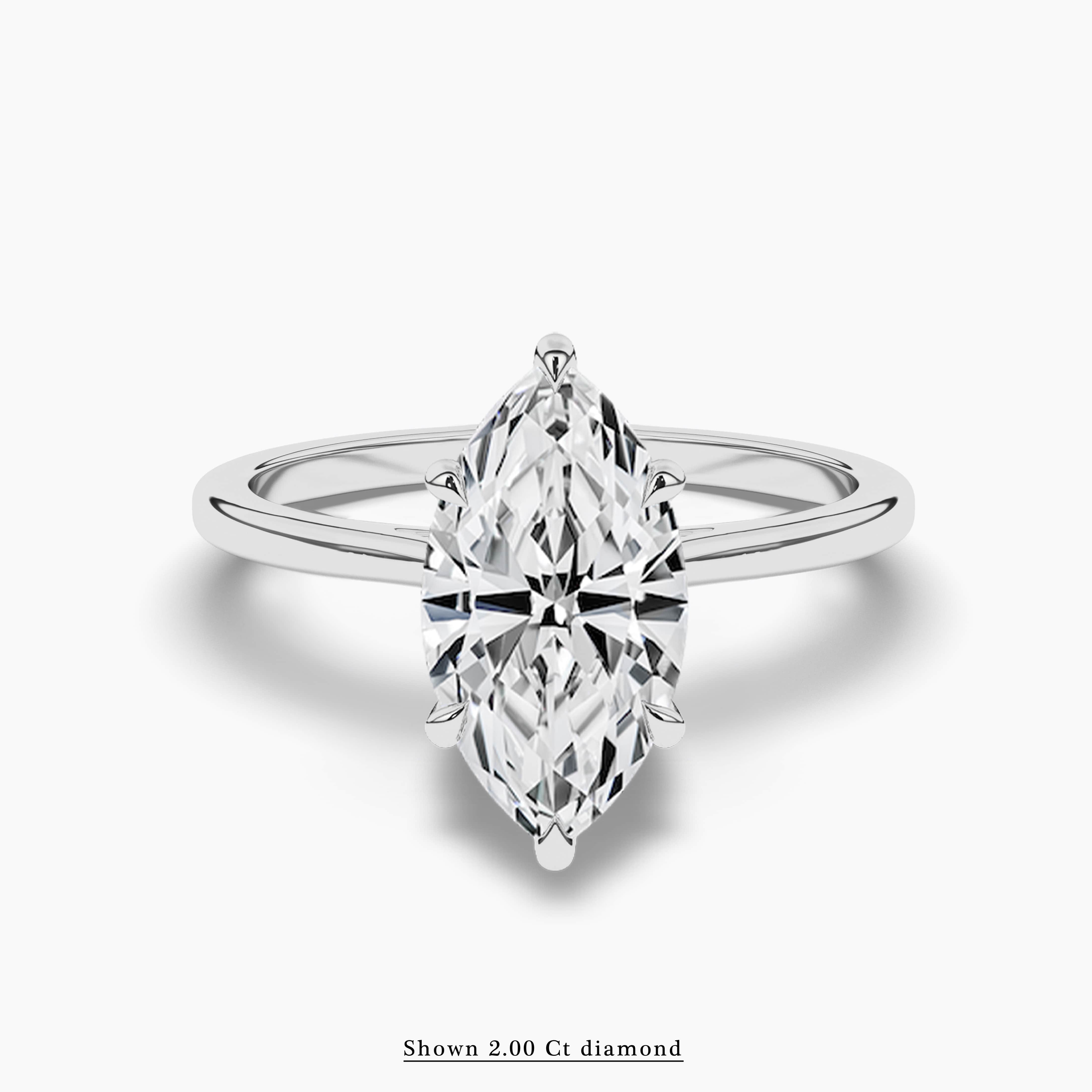 Classic Cathedral Shank Marquise Cut Engagement Ring