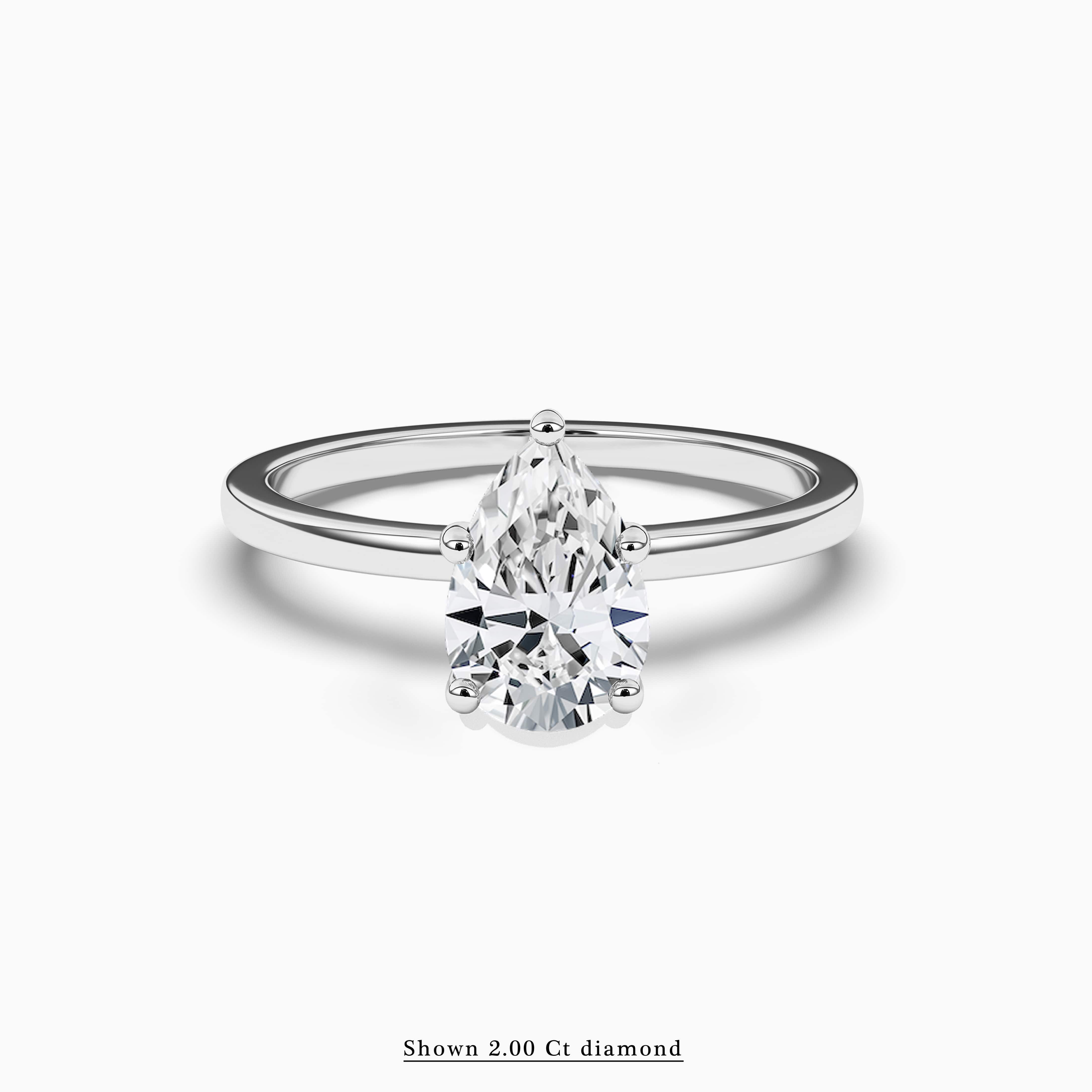 2.00ctw pear shaped engagement ring in white gold