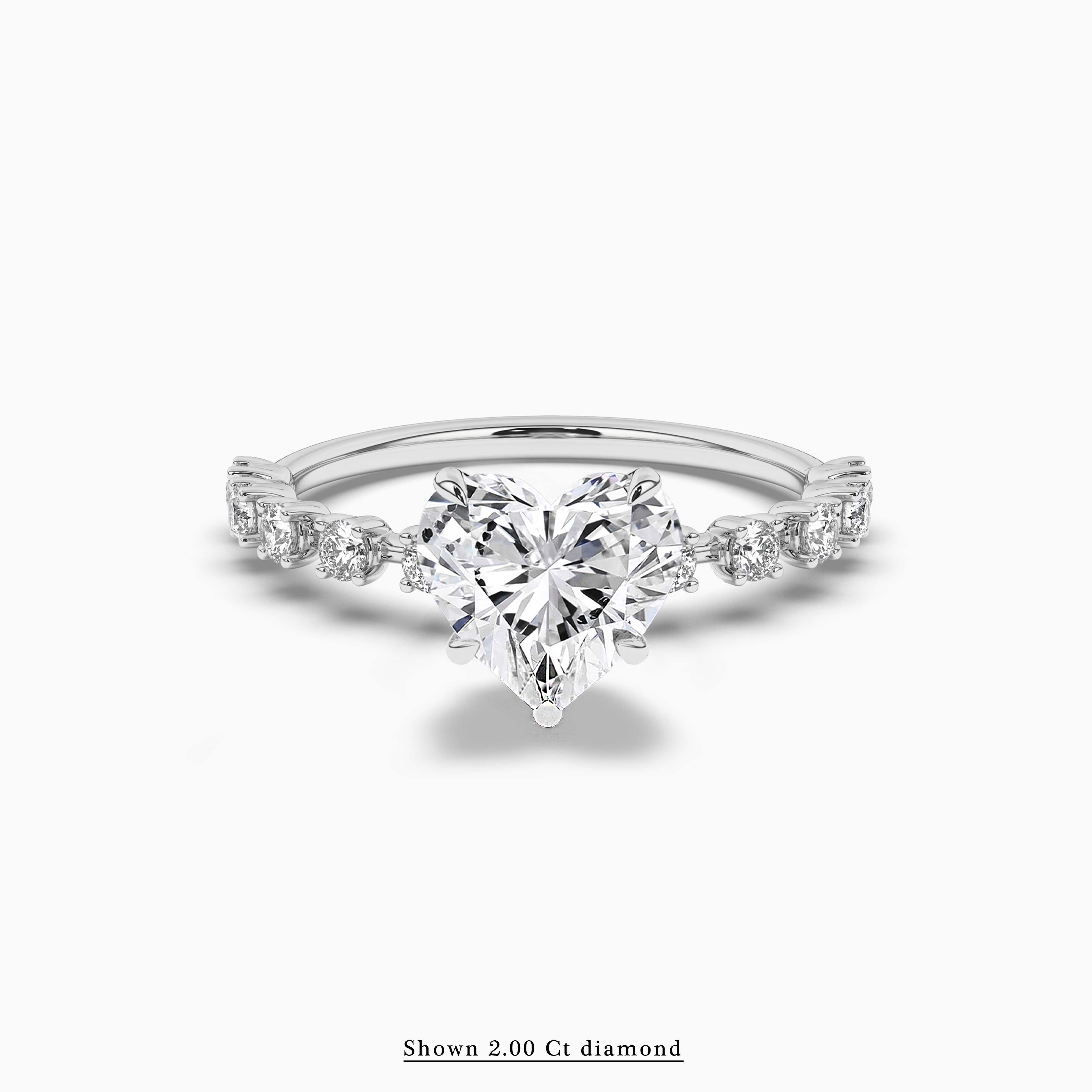 Heart Shaped Solitaire with Side Accents Engagement Ring
