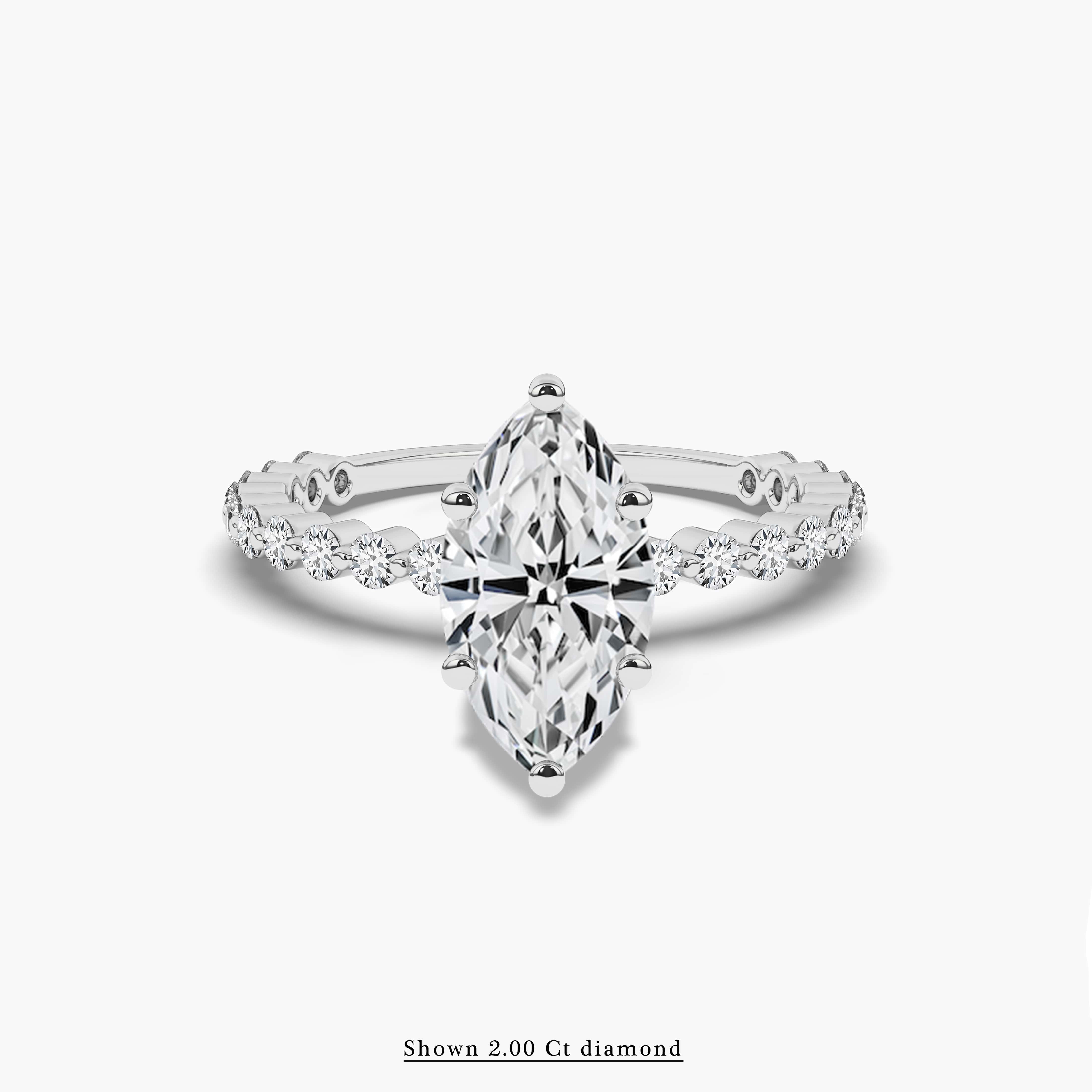 Classic Marquise Side Stone Pave Engagement Ring