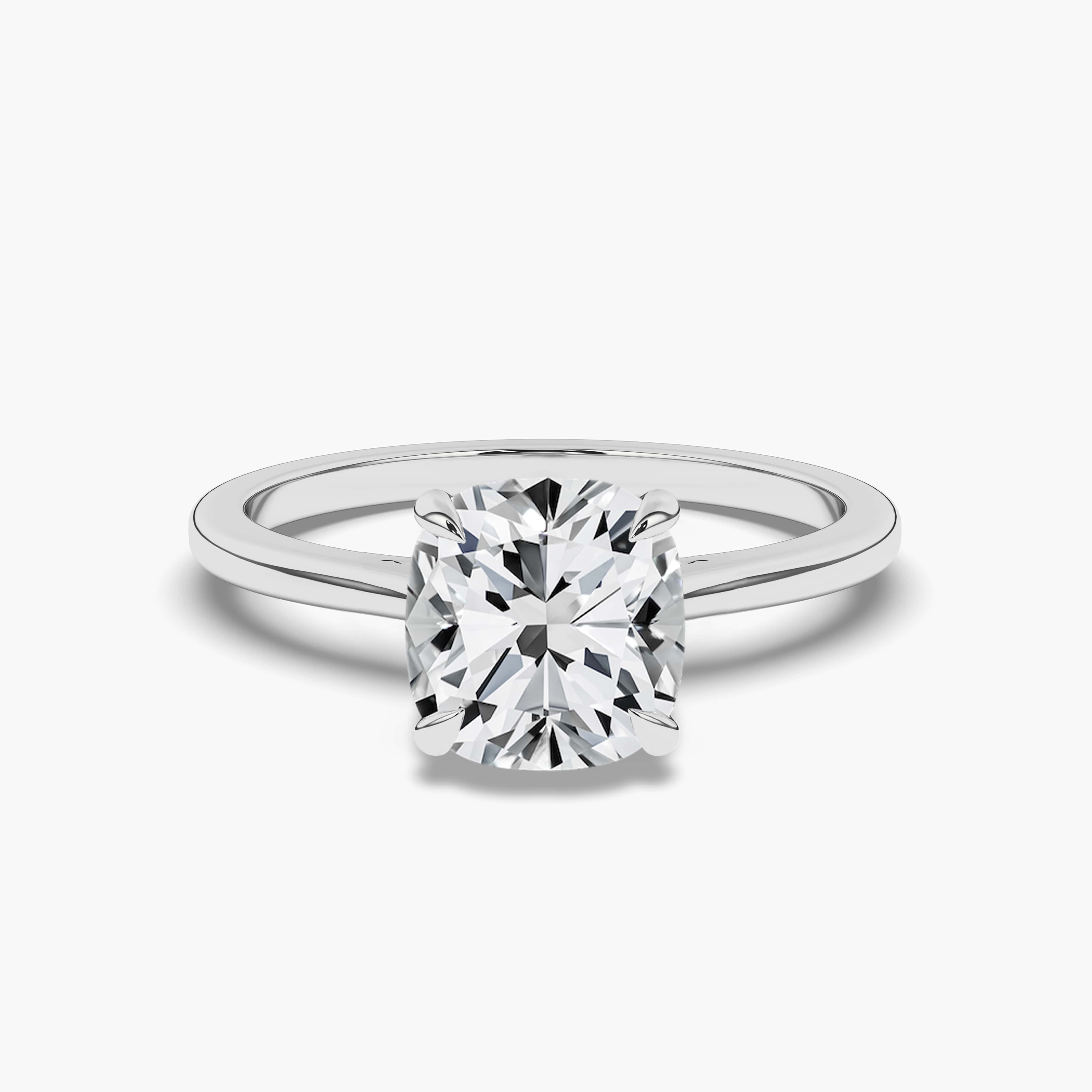 Cushion Cut Solitaire Engagement Ring White Gold