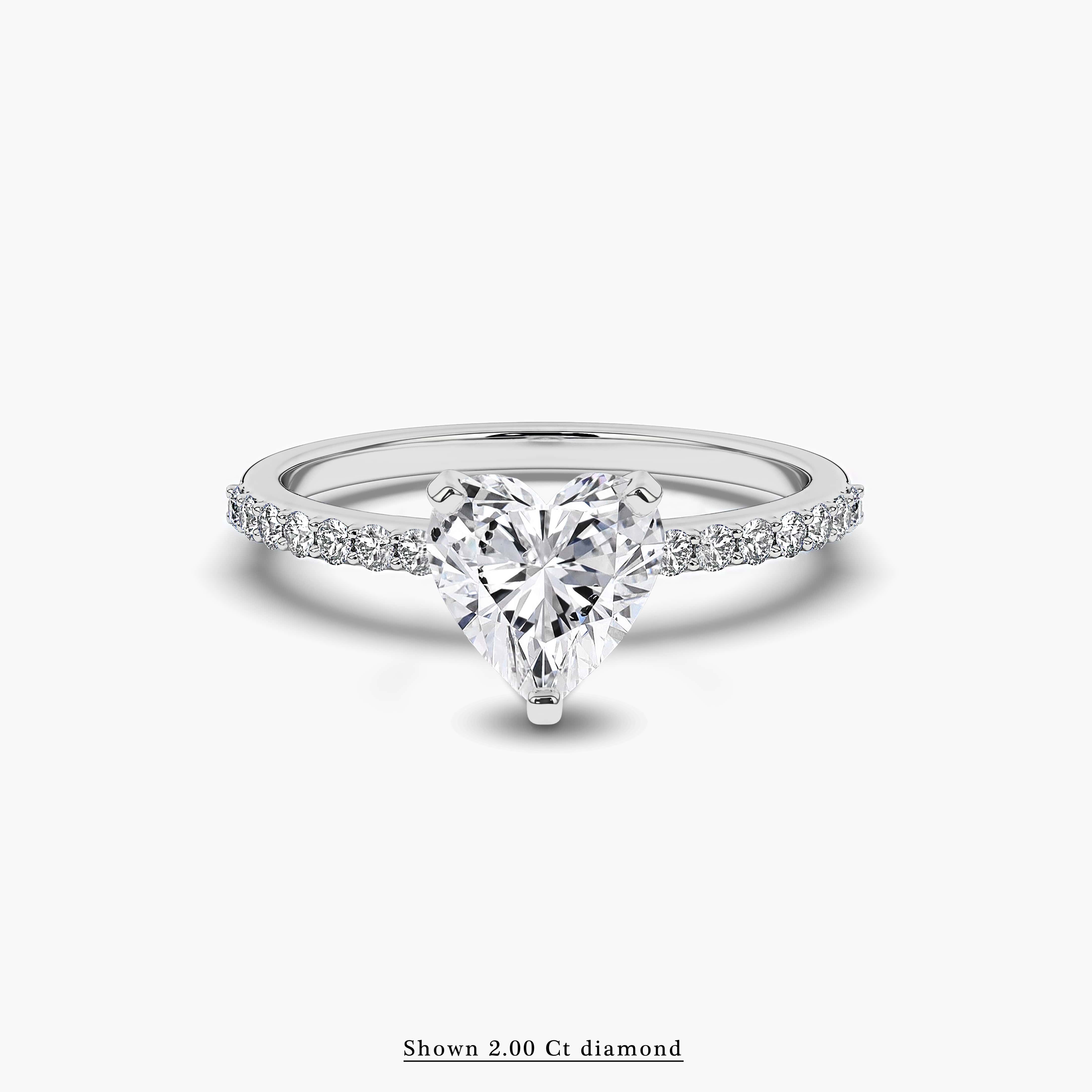 Heart Shaped Diamond Engagement Ring with thin Pave Band