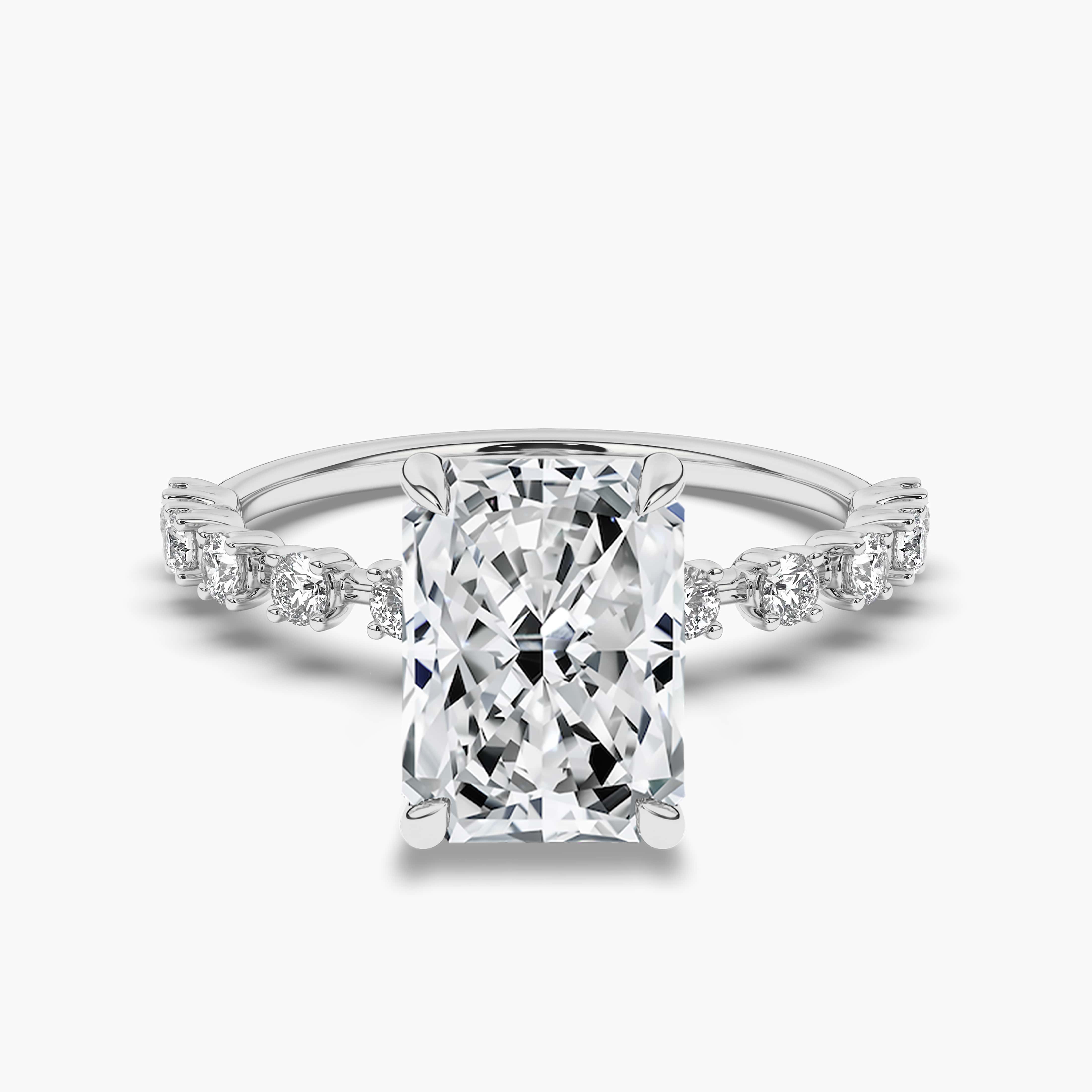 2.00ct Radiant Cut Round Cut Channel Side Stone Engagement