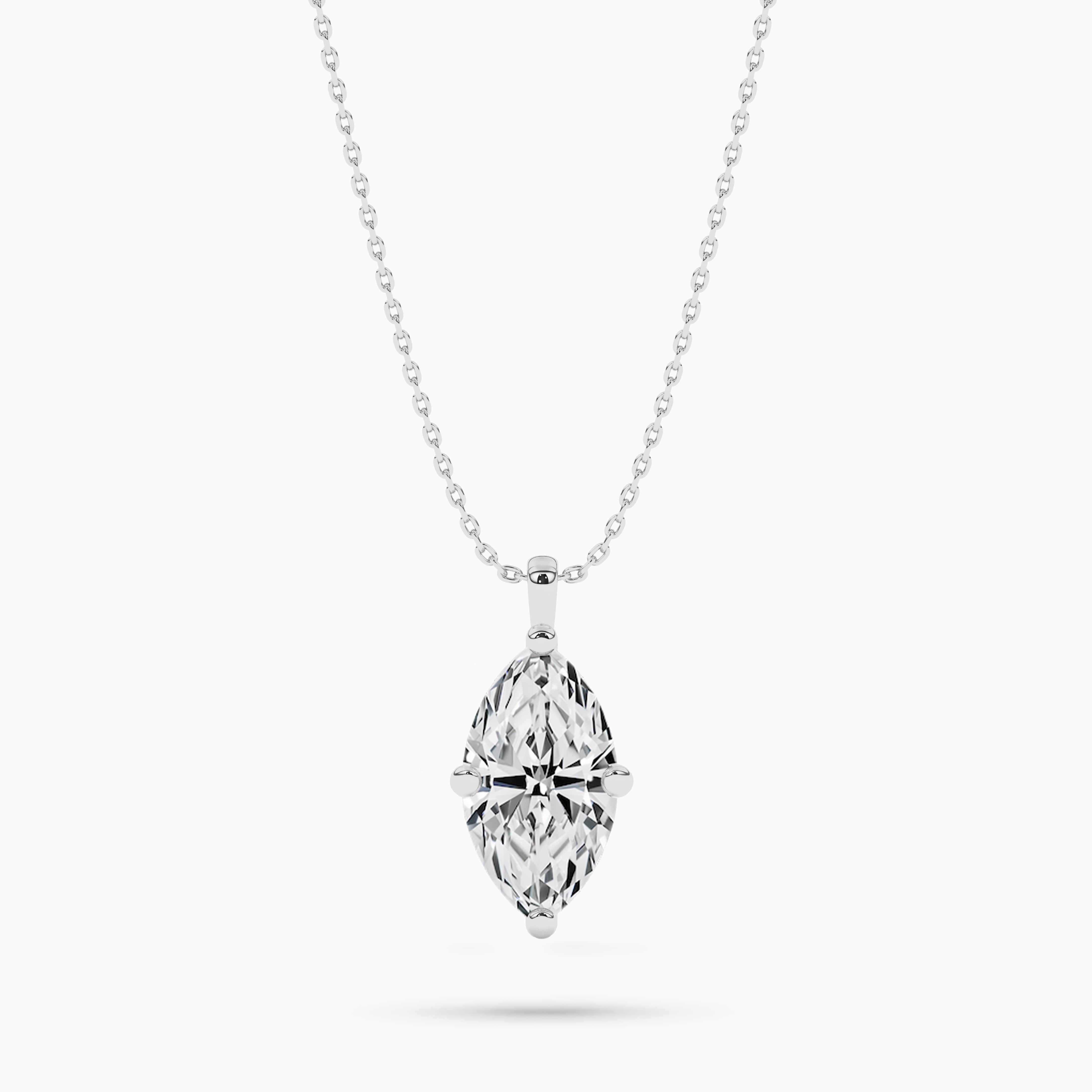 Marquise Solitaire Necklace in White Gold