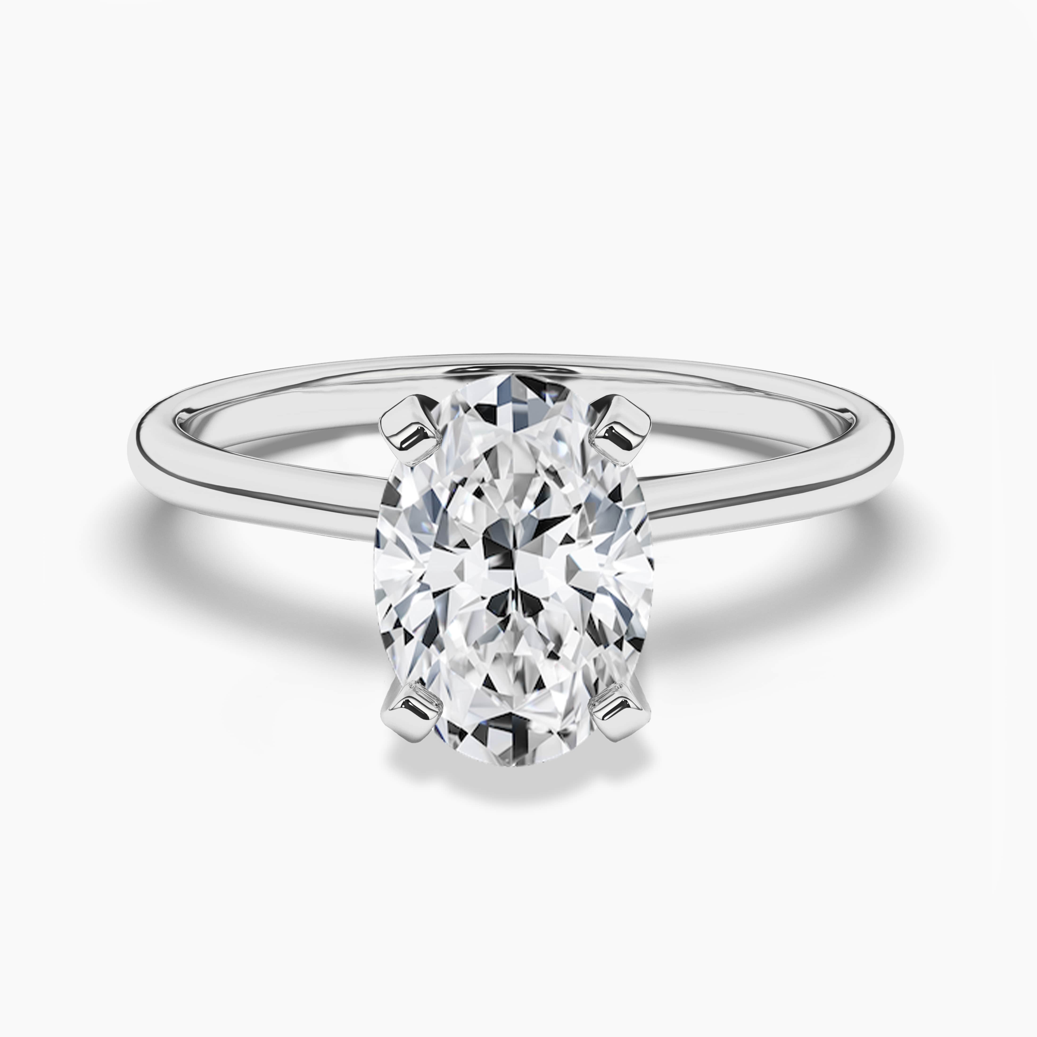 Oval Moissanite With Diamond Distance Band Engagement Ring