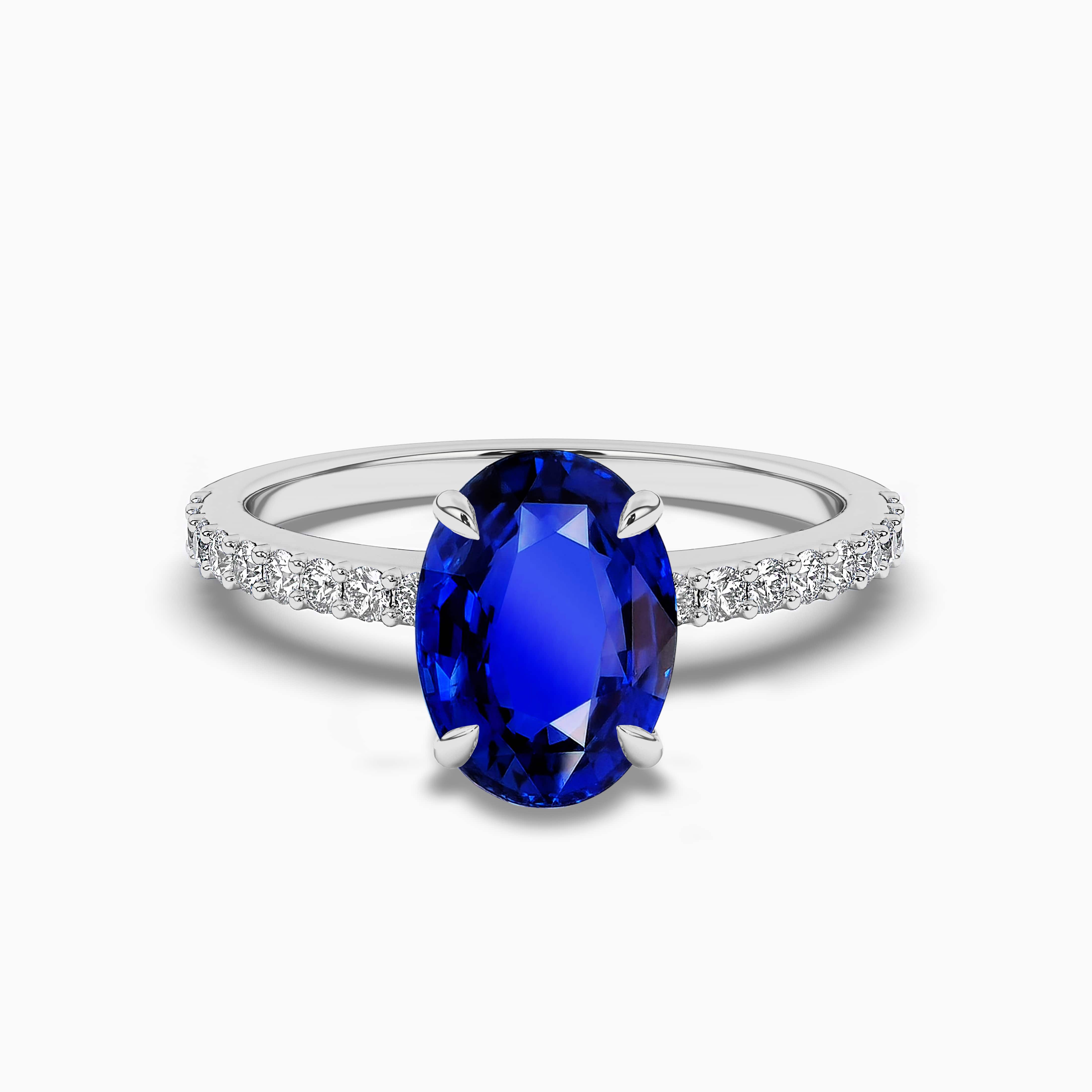 White Gold Oval Sapphire and Diamond Engagement Ring